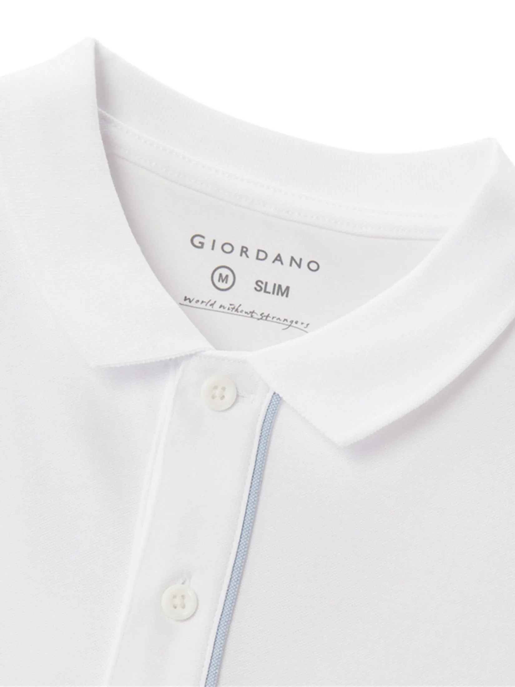 GIORDANO Men's Slim Pique Cool Polo Signature White GIORDANO Men's Slim Pique Cool Polo Signature White