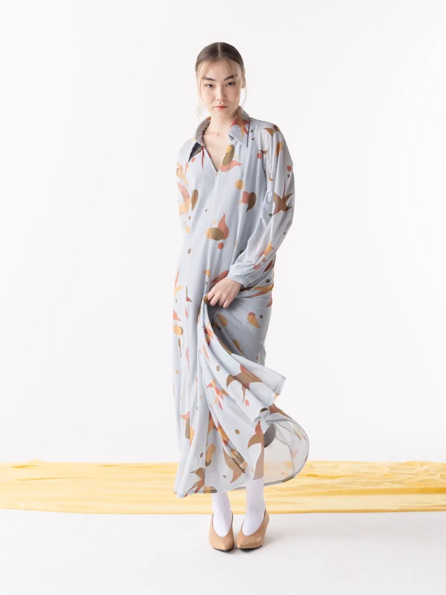 Shaka Woman Dress Flare Mesh Light Grey Shaka Woman Dress Flare Mesh Light Grey