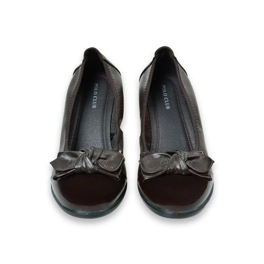 POLO CLUB Brown Leather Court Shoes Rounded Toe Blocked Heel 1.75 inch P1558 POLO CLUB Brown Leather Court Shoes Rounded Toe Blocked Heel 1.75 inch P1558