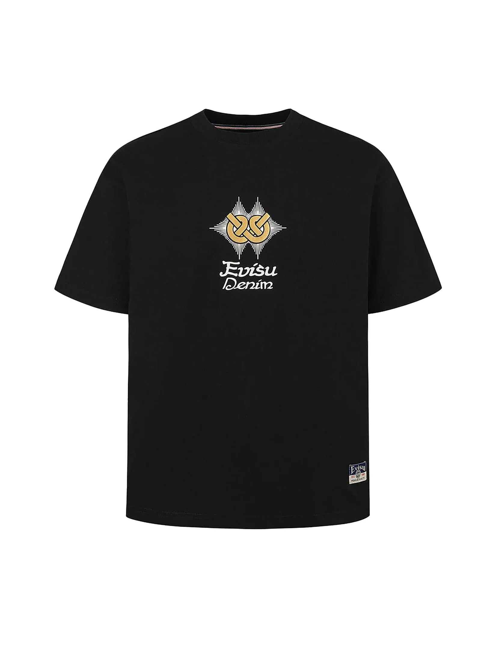 EVISU Men T-Shirt Hakutaku Print Relax Fit Black EVISU Men T-Shirt Hakutaku Print Relax Fit Black