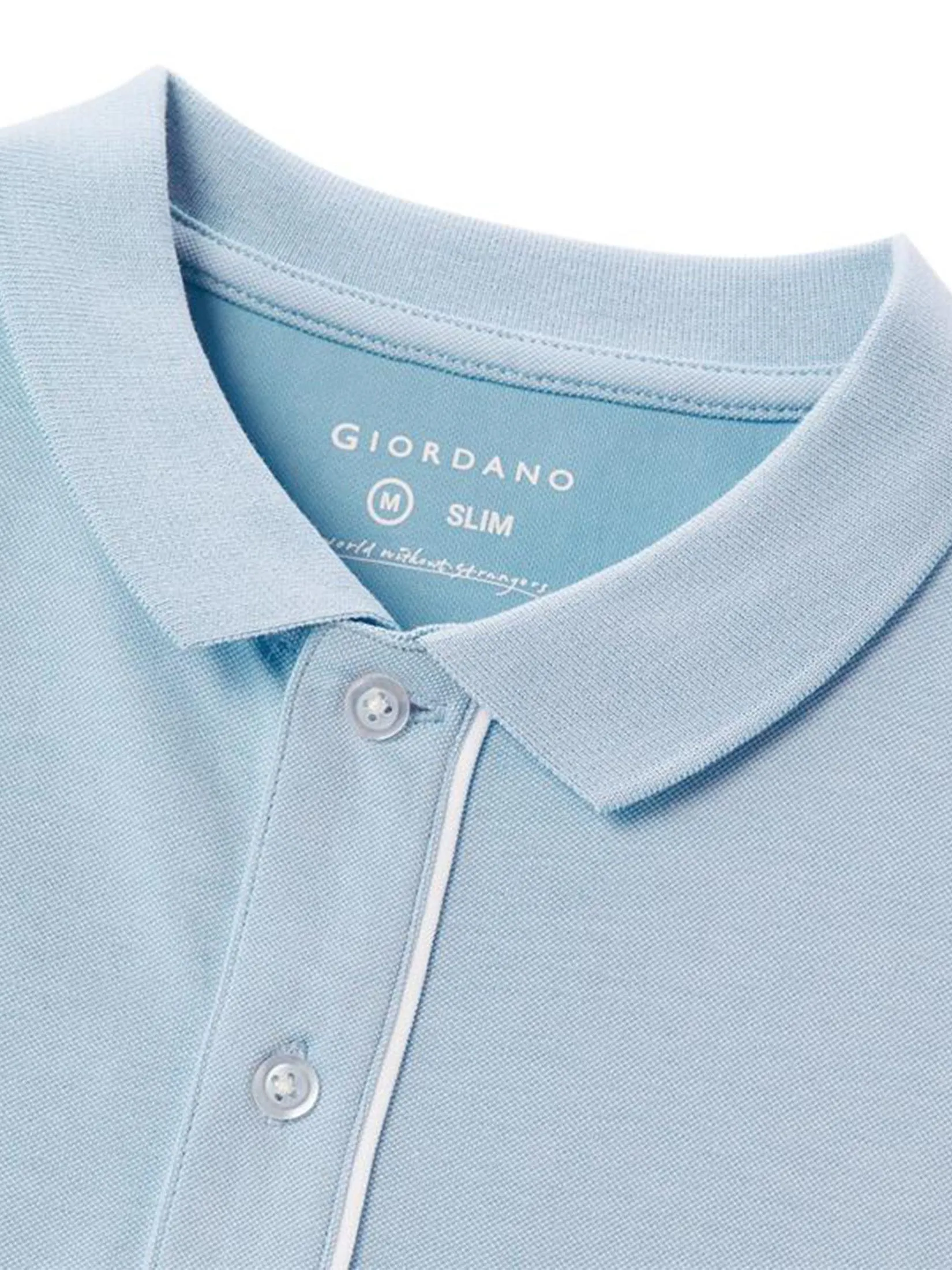 GIORDANO Men's Slim Pique Cool Polo Subdued Blue GIORDANO Men's Slim Pique Cool Polo Subdued Blue