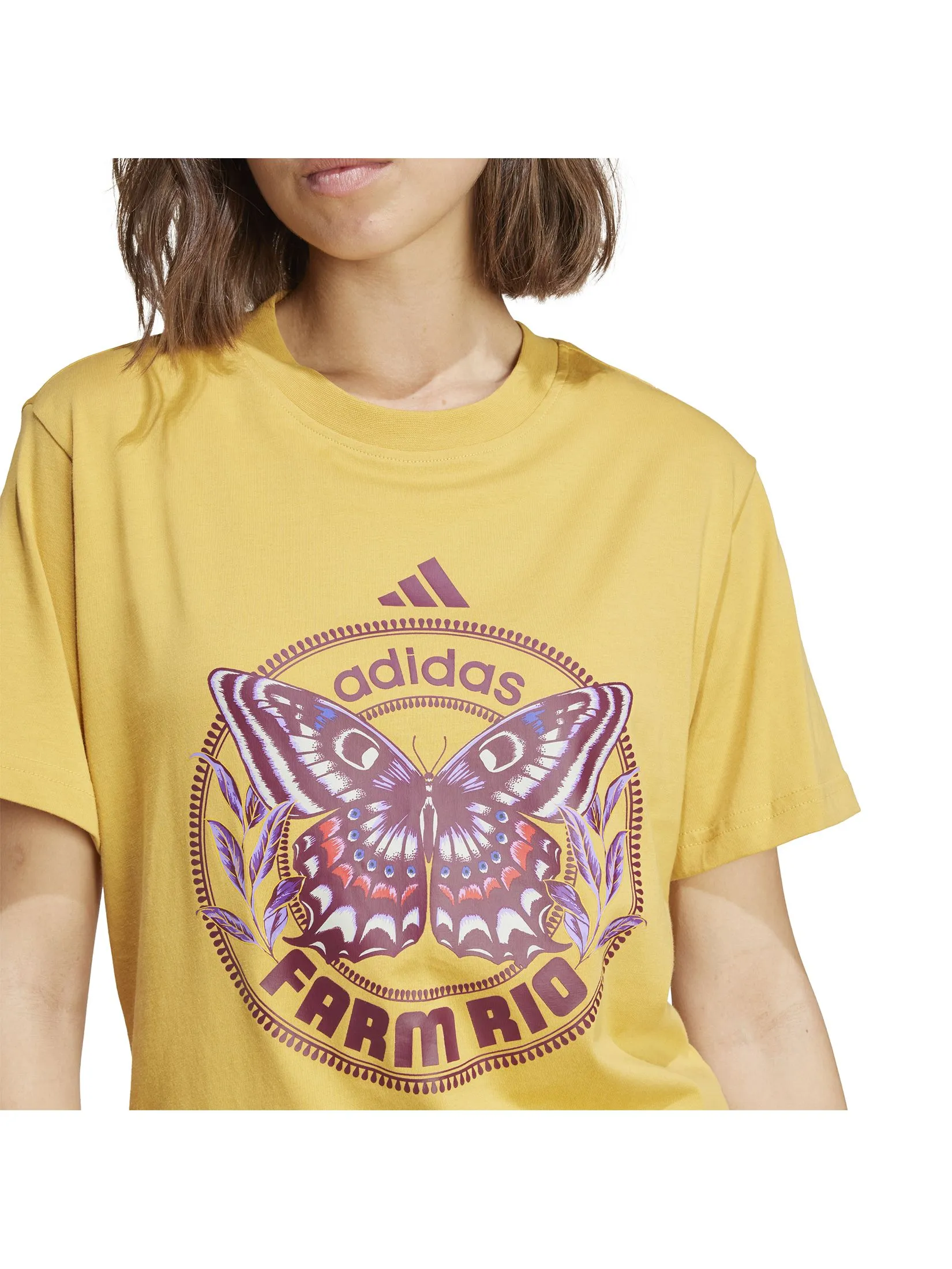 ADIDAS Women T-Shirt adidas X FARM Graphic JL8613 Yellow / Corn Gold ADIDAS Women T-Shirt adidas X FARM Graphic JL8613 Yellow / Corn Gold