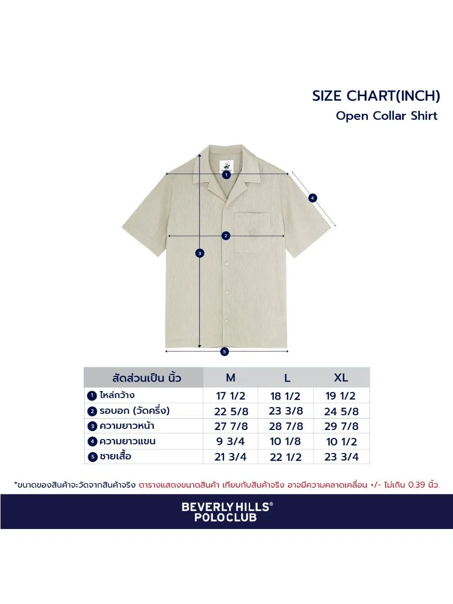 BEVERLY HILLS POLO CLUB Men Cotton Linen Open Collar Shirt Short Sleeve, Striped BEVERLY HILLS POLO CLUB Men Cotton Linen Open Collar Shirt Short Sleeve, Striped