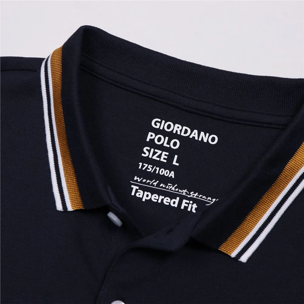 GIORDANO Navy Blue Men's Solid Polo GIORDANO Navy Blue Men's Solid Polo