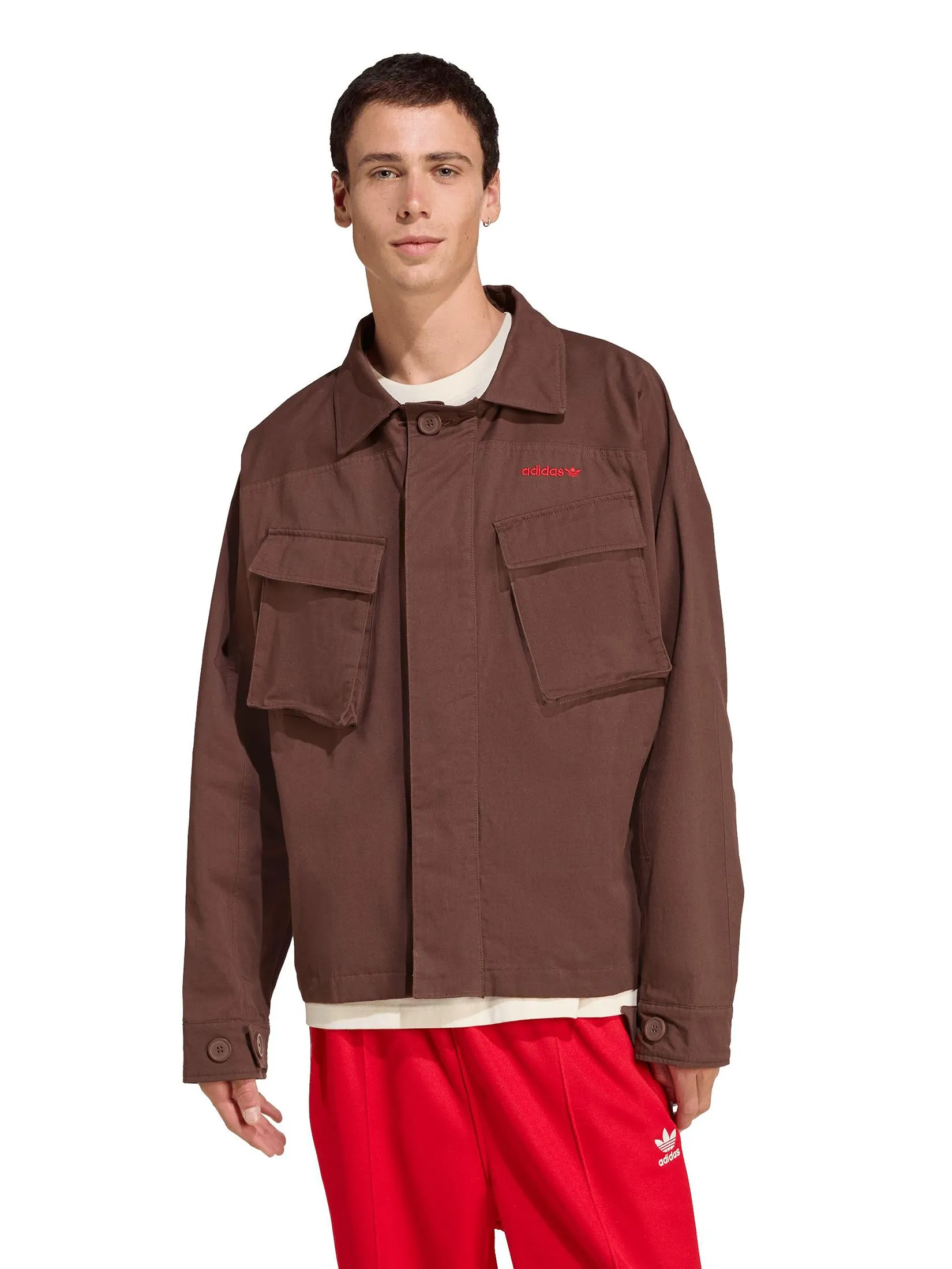ADIDAS Men Jacket Regular Fit JX3104 Brown / Auburn ADIDAS Men Jacket Regular Fit JX3104 Brown / Auburn