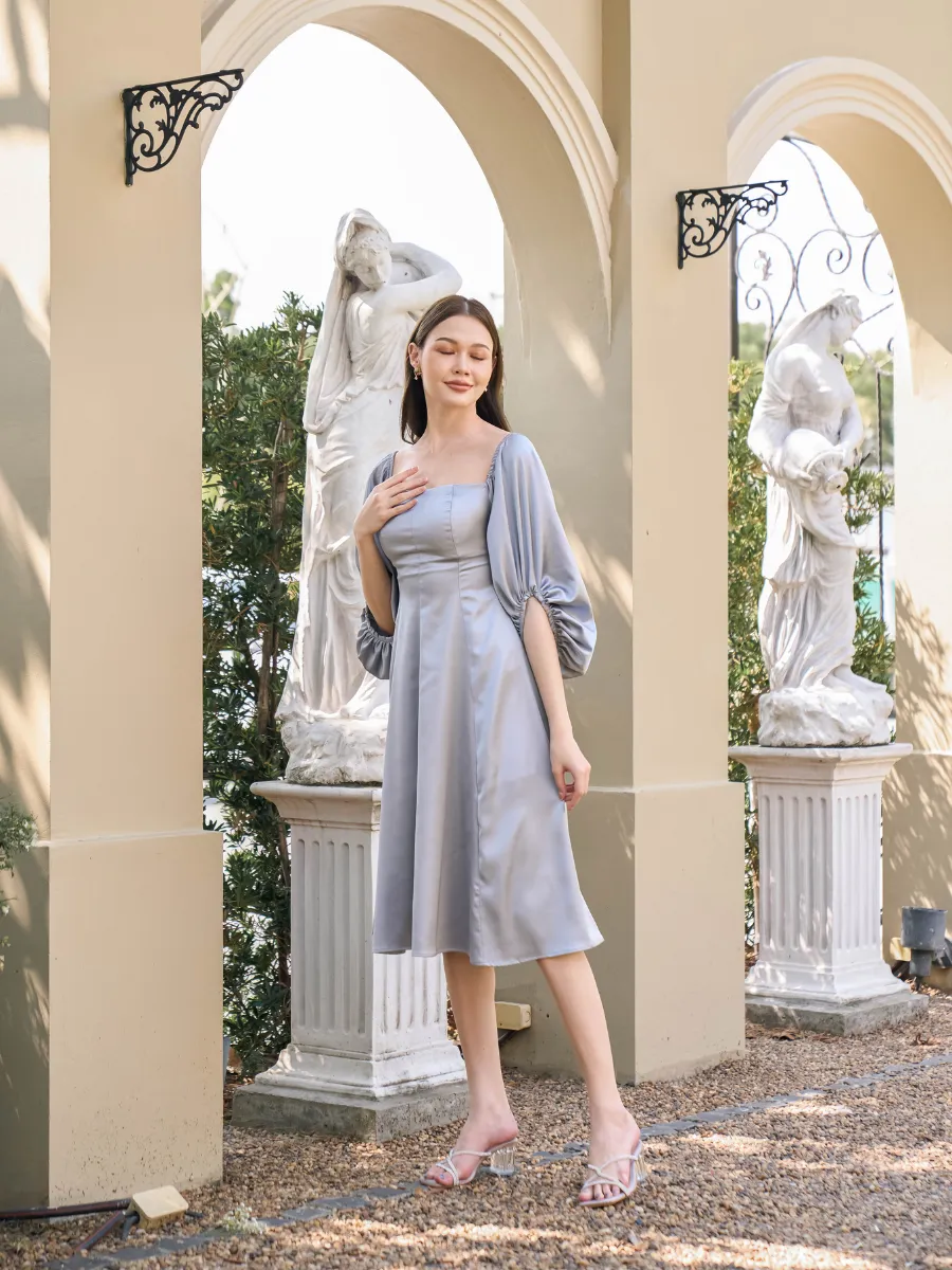 ROSE THE LABEL Grey-Scarlett satin dress ROSE THE LABEL Grey-Scarlett satin dress