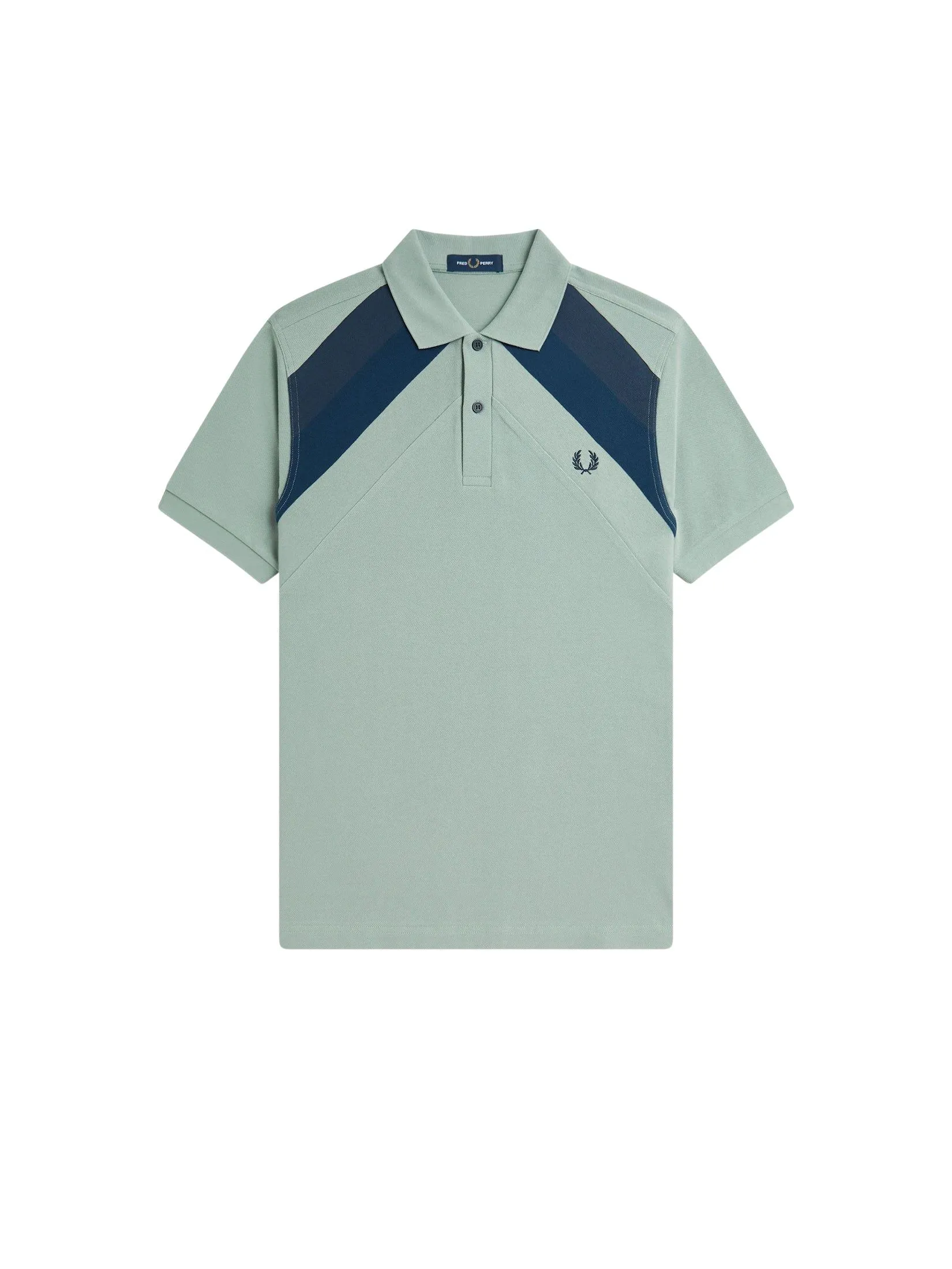 Fred Perry Men STRIPED PANEL POLO SHIRT Green Fred Perry Men STRIPED PANEL POLO SHIRT Green