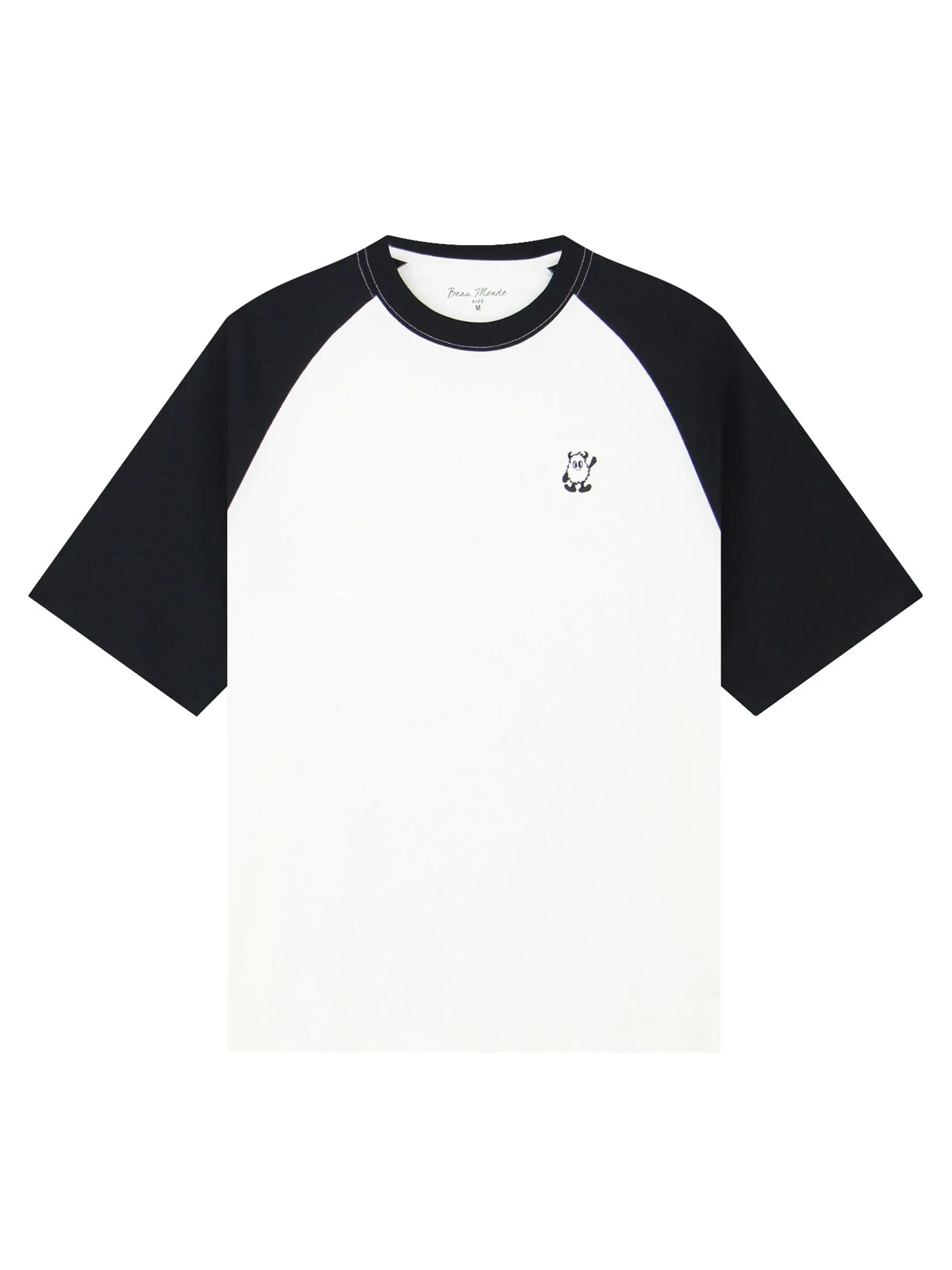 GIORDANO Men's Ice cooling embroidery raglan sleeve tee White Black GIORDANO Men's Ice cooling embroidery raglan sleeve tee White Black
