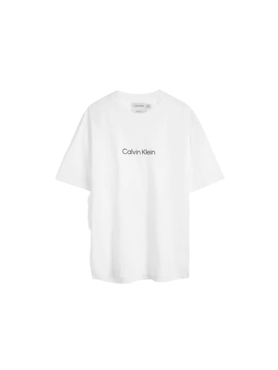 CALVIN KLEIN Men s Relaxed Fit Standard Logo Crewnk Tee White CALVIN KLEIN Men s Relaxed Fit Standard Logo Crewnk Tee White