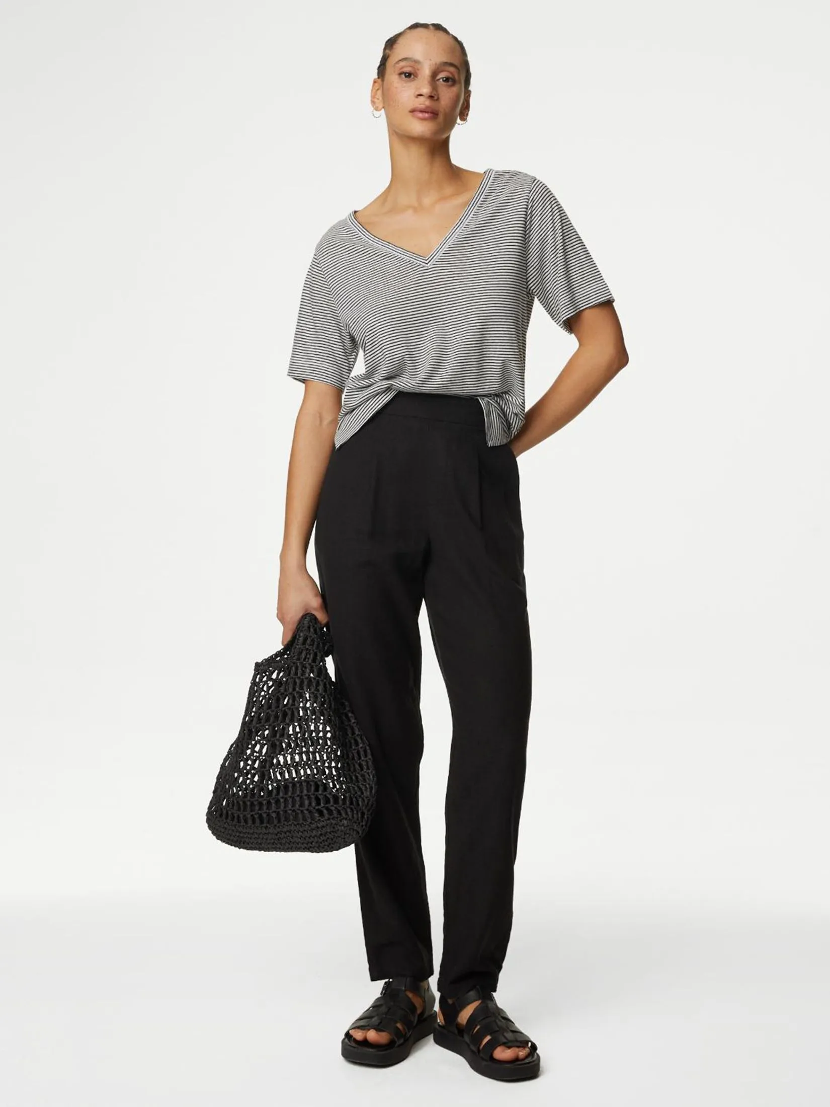 MARKS & SPENCER Women TrousersTapered Linen Rich MARKS & SPENCER Women TrousersTapered Linen Rich