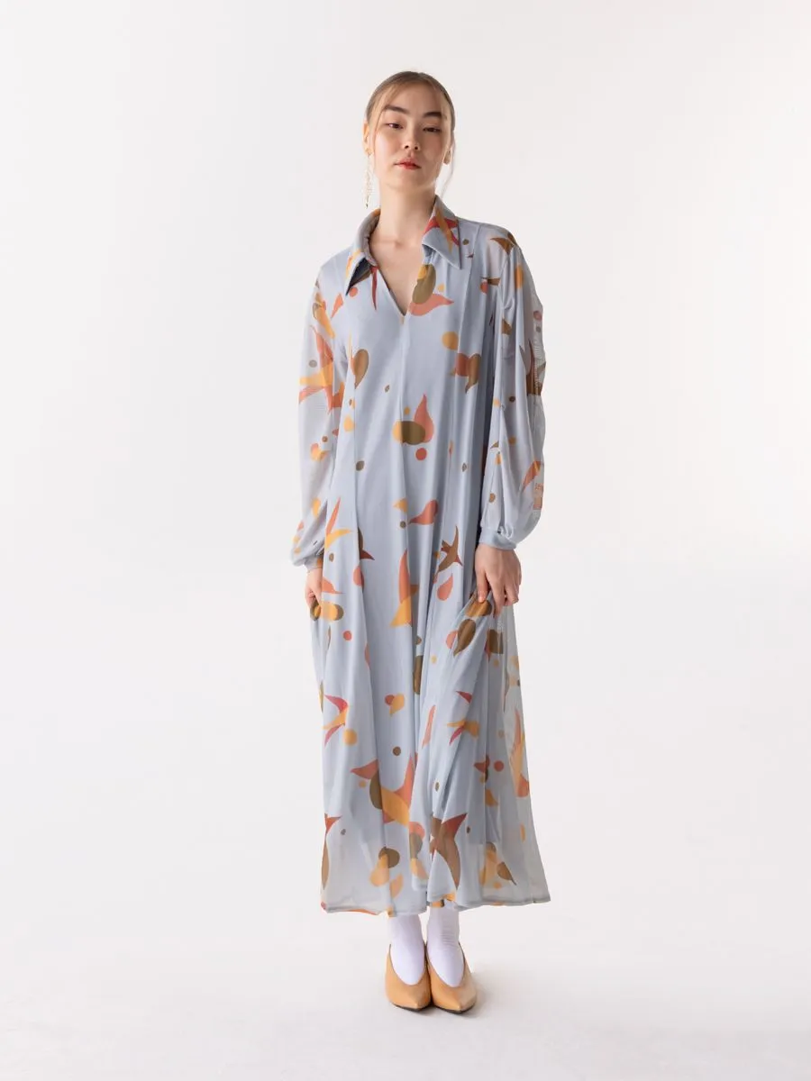 Shaka Woman Dress Flare Mesh Light Grey Shaka Woman Dress Flare Mesh Light Grey