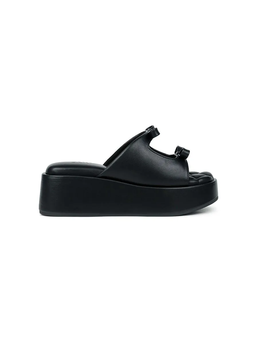 SHU WOMEN  PETITE BOW PALETTE SOFT 2" WEDGES - BLACK SHU WOMEN  PETITE BOW PALETTE SOFT 2" WEDGES - BLACK