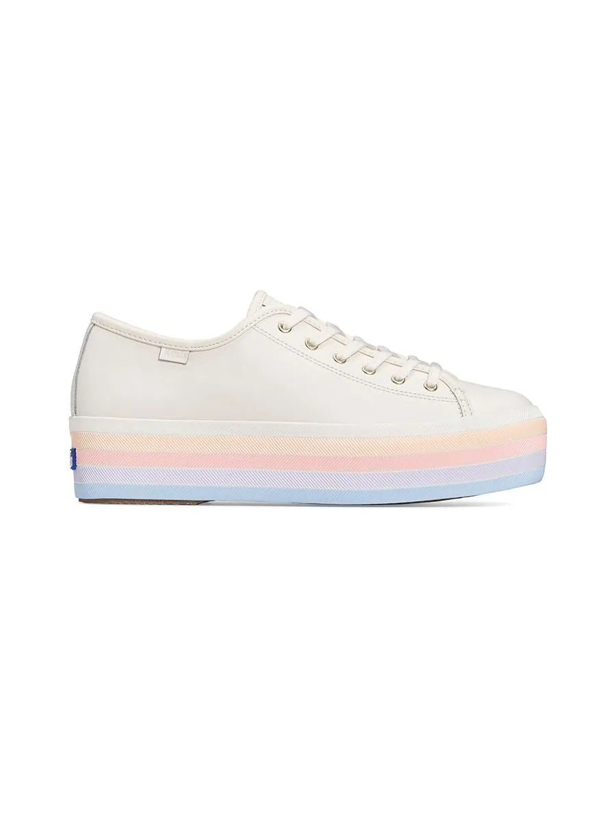 KEDS Women Triple Up Leather Multi Stripe Foxi White/Multi KEDS Women Triple Up Leather Multi Stripe Foxi White/Multi