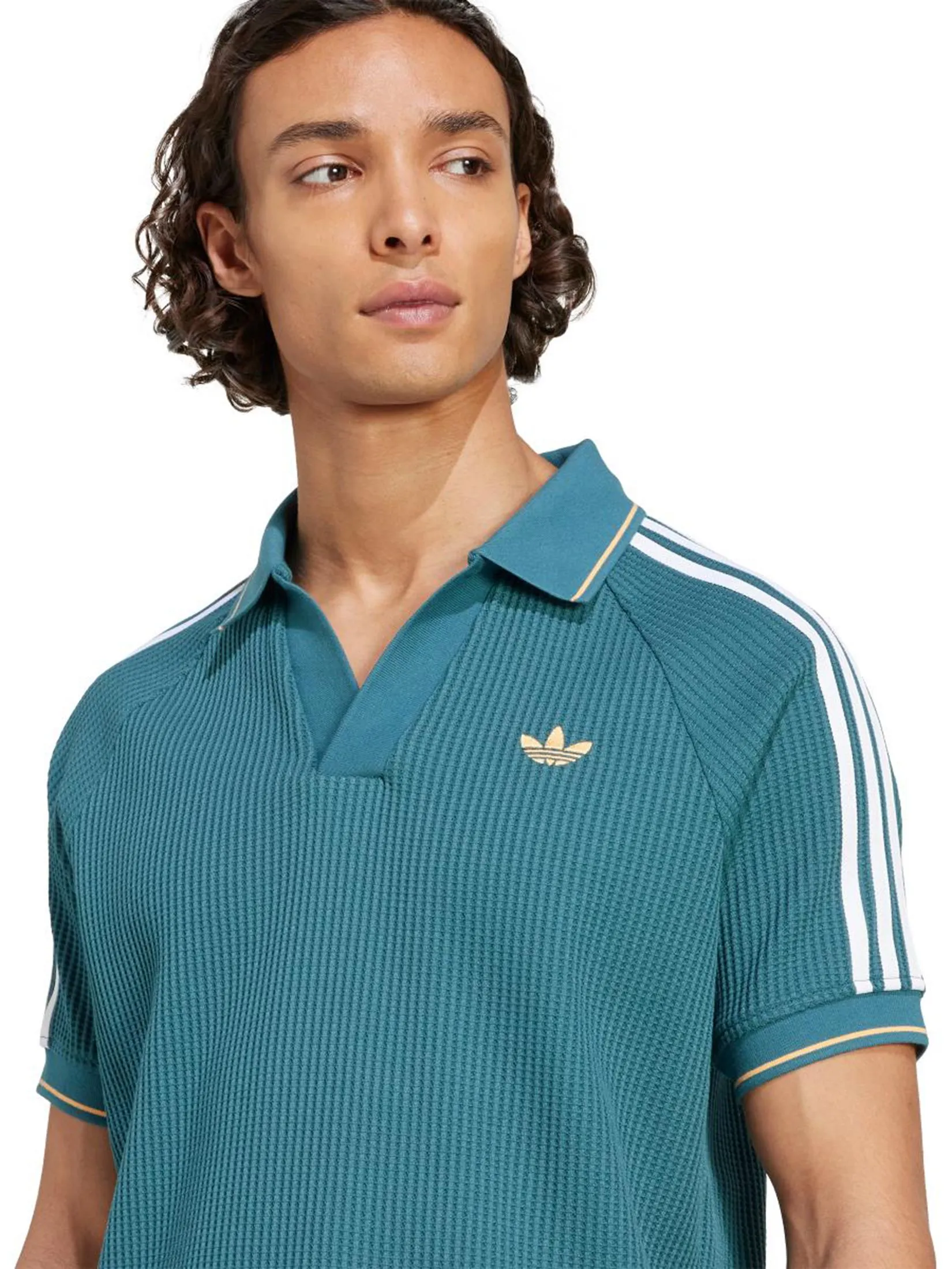 ADIDAS Men Polo Shirt Adidas Originals Waffle Knit ADIDAS Men Polo Shirt Adidas Originals Waffle Knit