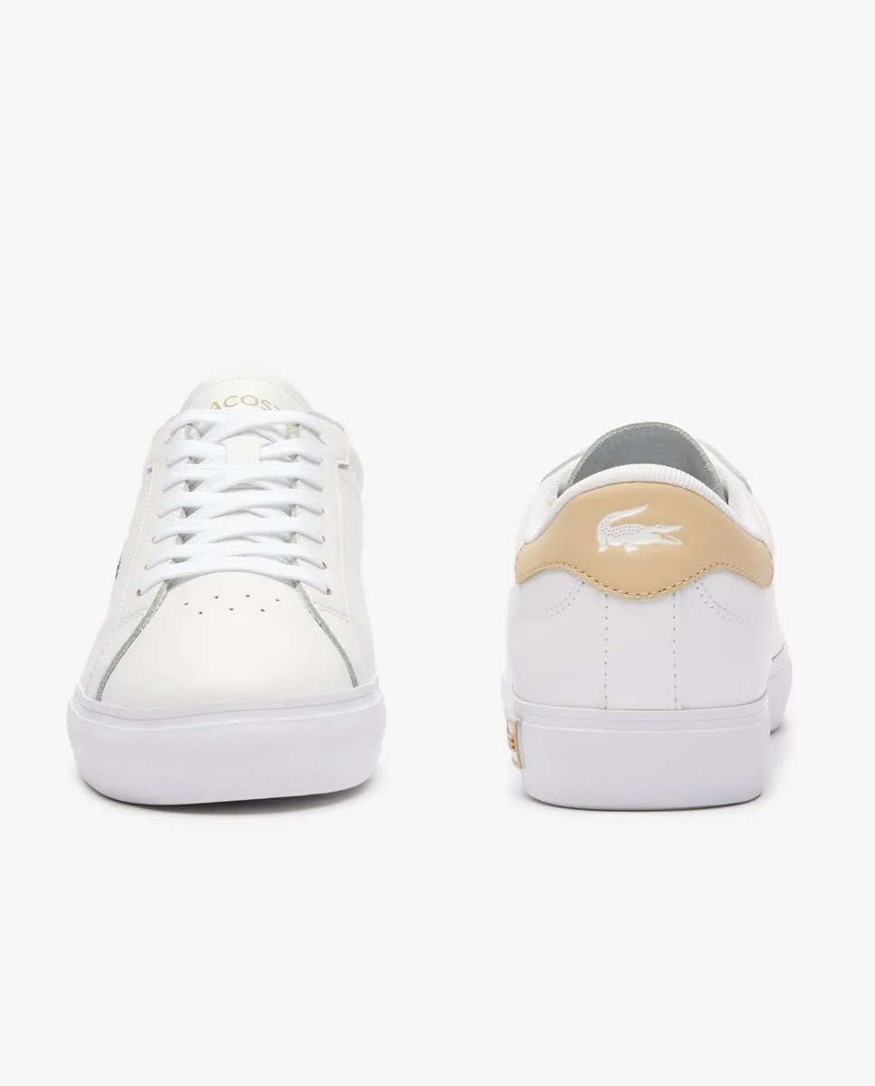 LACOSTE White Women’s Powercourt Logo Tongue Leather Trainers LACOSTE White Women’s Powercourt Logo Tongue Leather Trainers