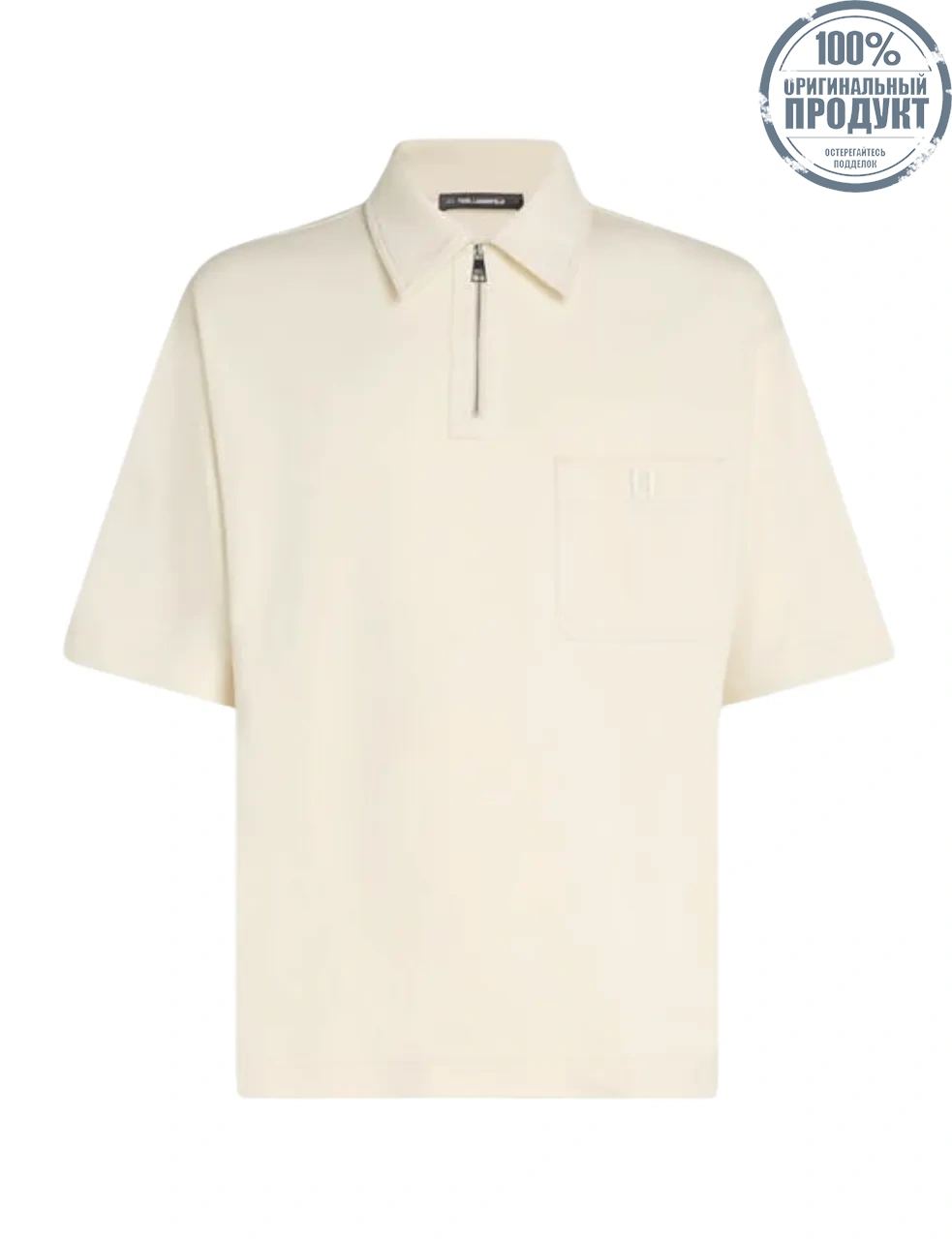 KARL LAGERFELD KL ZIP-UP MEN POLO W/ POCKET CANNOLI CREAM KARL LAGERFELD KL ZIP-UP MEN POLO W/ POCKET CANNOLI CREAM