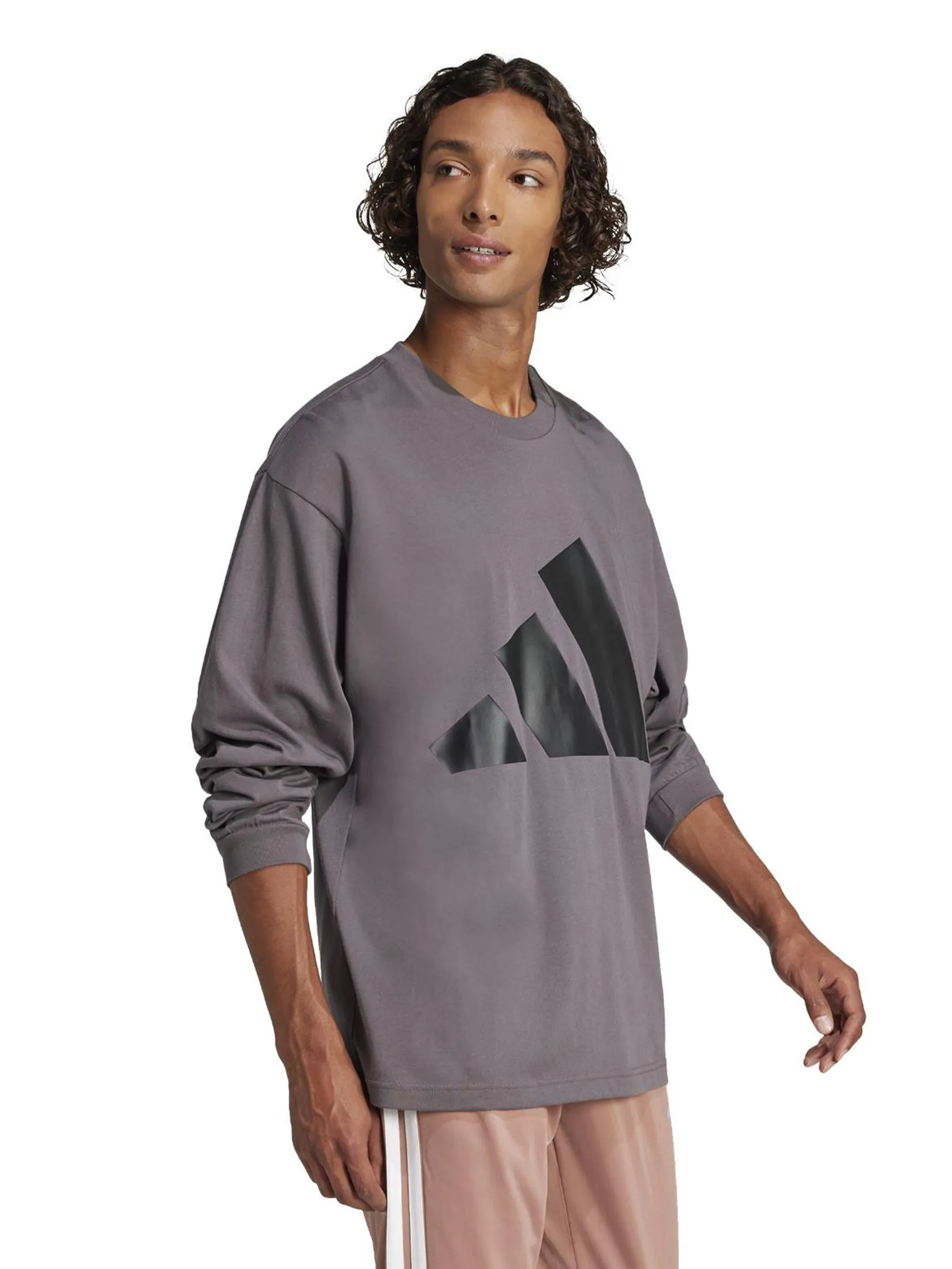 ADIDAS Men Top Long-Sleeve Essentials Big Logo Single Jersey Grey Strata / Black ADIDAS Men Top Long-Sleeve Essentials Big Logo Single Jersey Grey Strata / Black