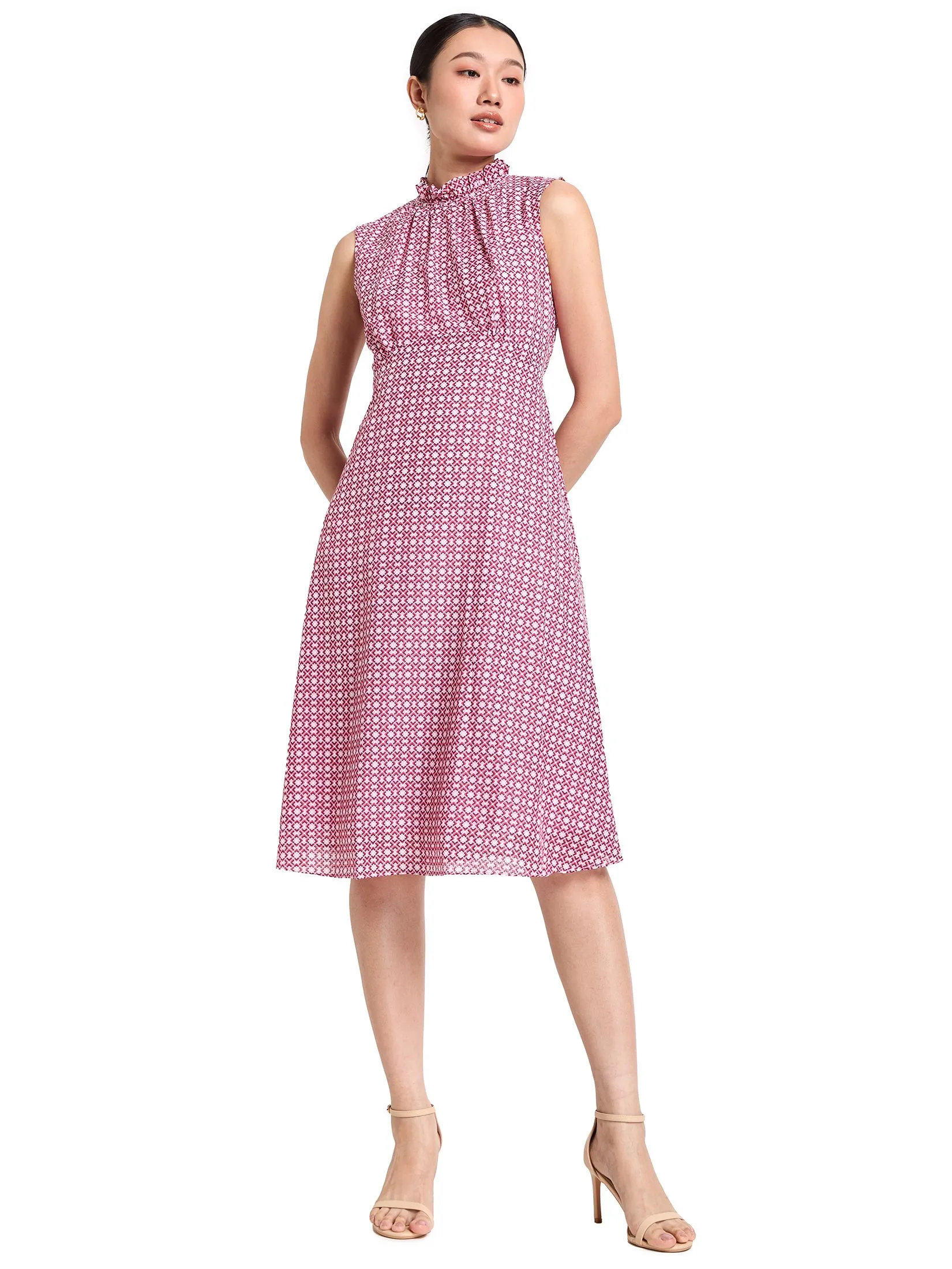 EXPRESSIONS Women Dress Sleeveless With Ruffle Collar EXPRESSIONS Women Dress Sleeveless With Ruffle Collar