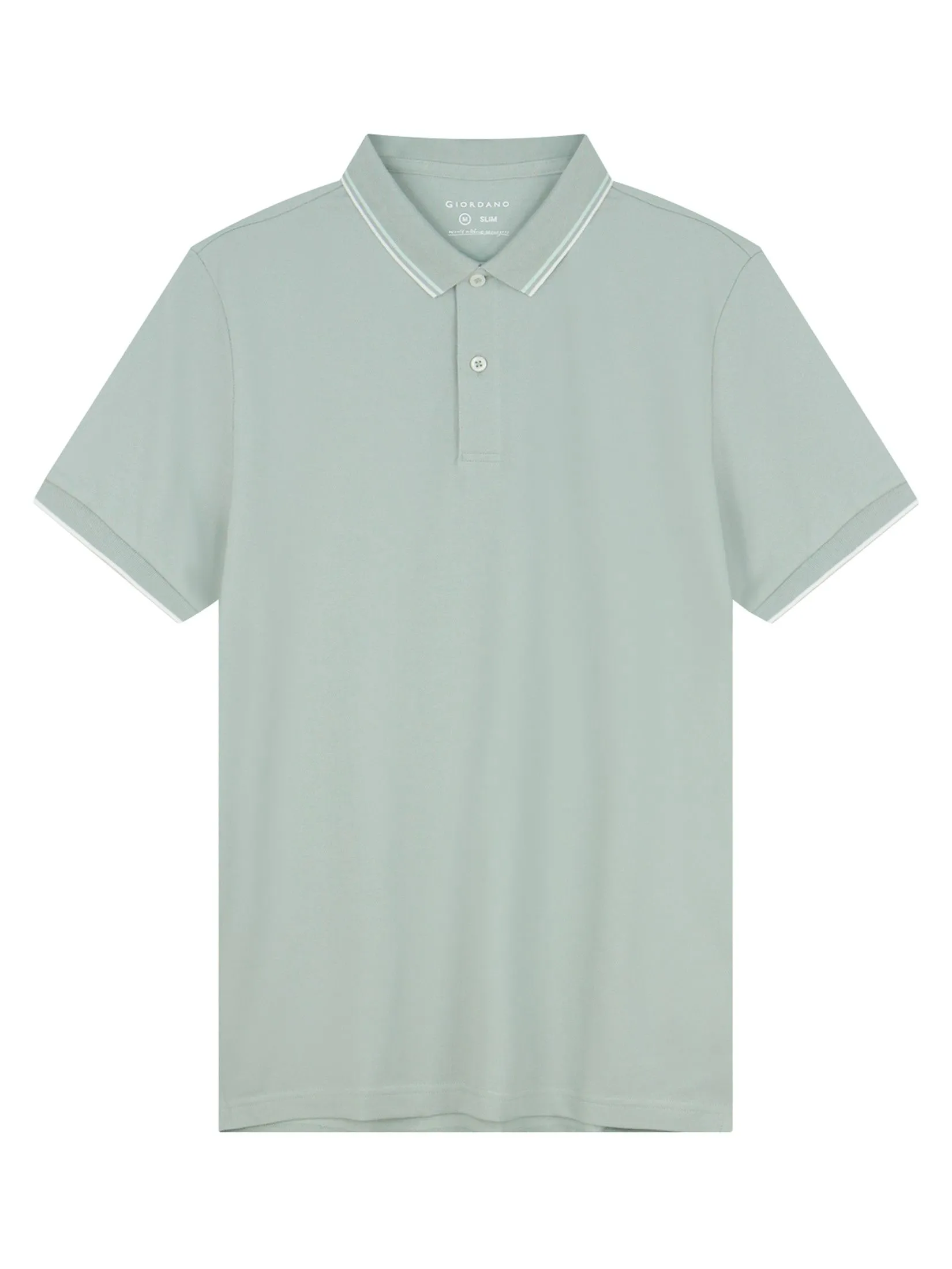 GIORDANO Men's Slim Cotton Lycra Polo Aqua Gray green GIORDANO Men's Slim Cotton Lycra Polo Aqua Gray green
