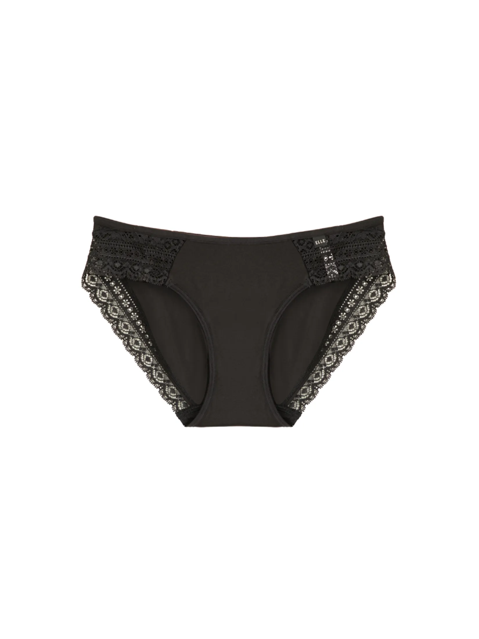 ELLE LINGERIE Women Bikini Lowrise Panties with Lace Decoration LU6733 - Black ELLE LINGERIE Women Bikini Lowrise Panties with Lace Decoration LU6733 - Black