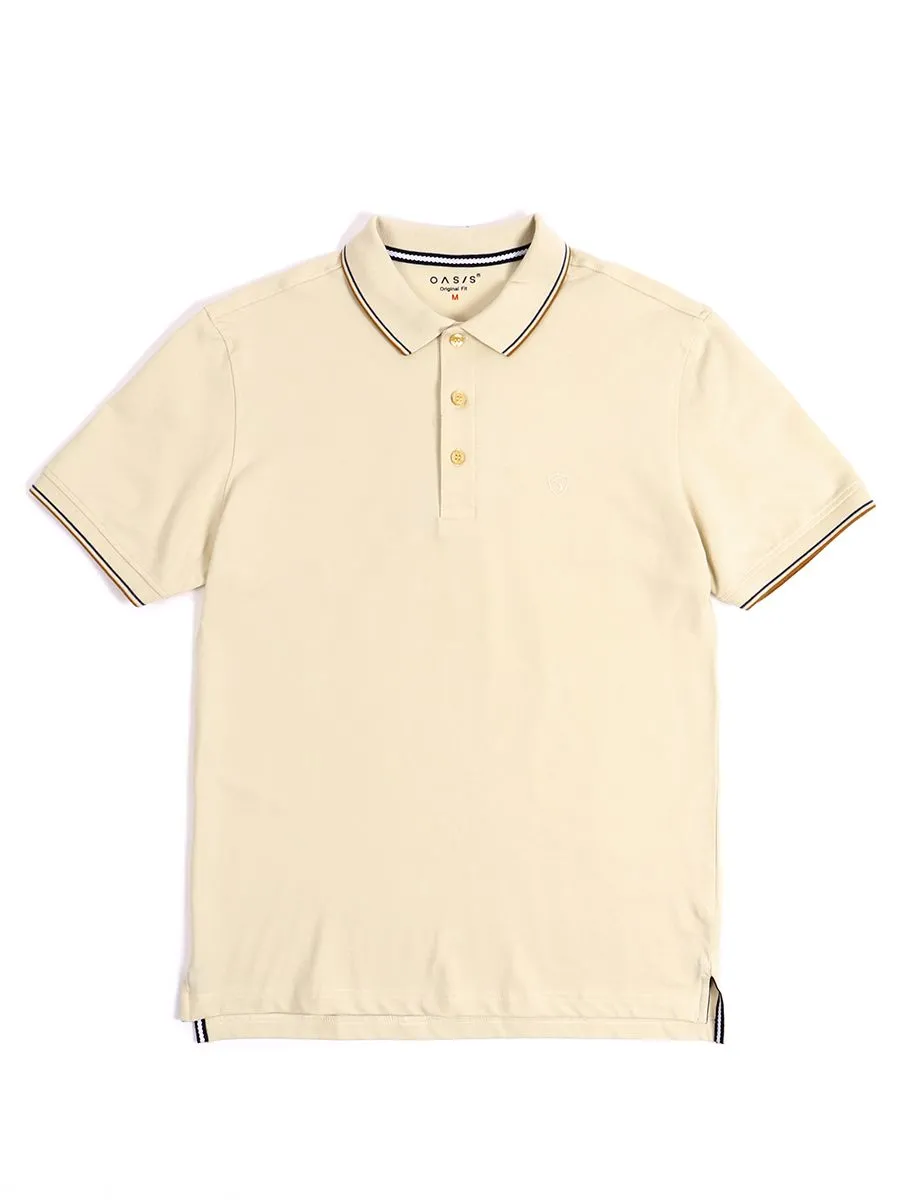 OASIS Men's short sleeve polo shirt Beige OASIS Men's short sleeve polo shirt Beige