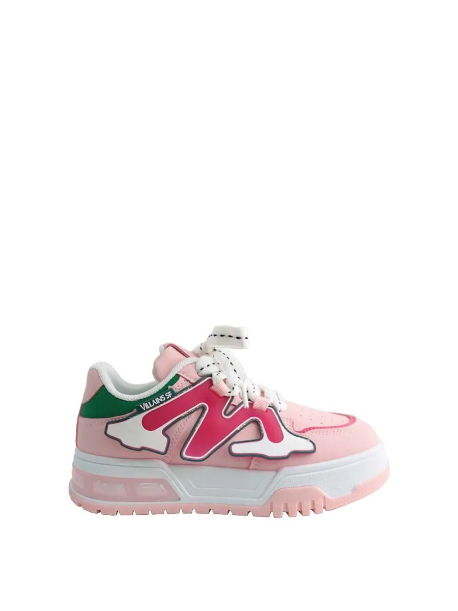 VILLAINS SF ENGROSS Women's Platform Comfort Chunky Sneakers PINK VILLAINS SF ENGROSS Women's Platform Comfort Chunky Sneakers PINK