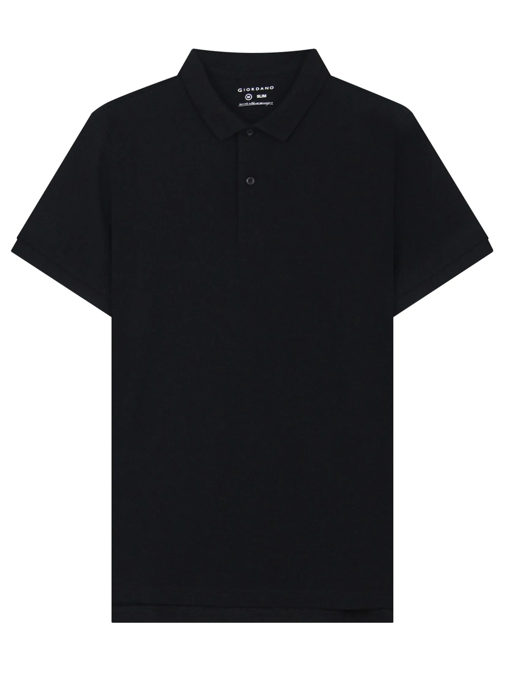 GIORDANO Men's Slim Cotton Lycra Polo Black GIORDANO Men's Slim Cotton Lycra Polo Black