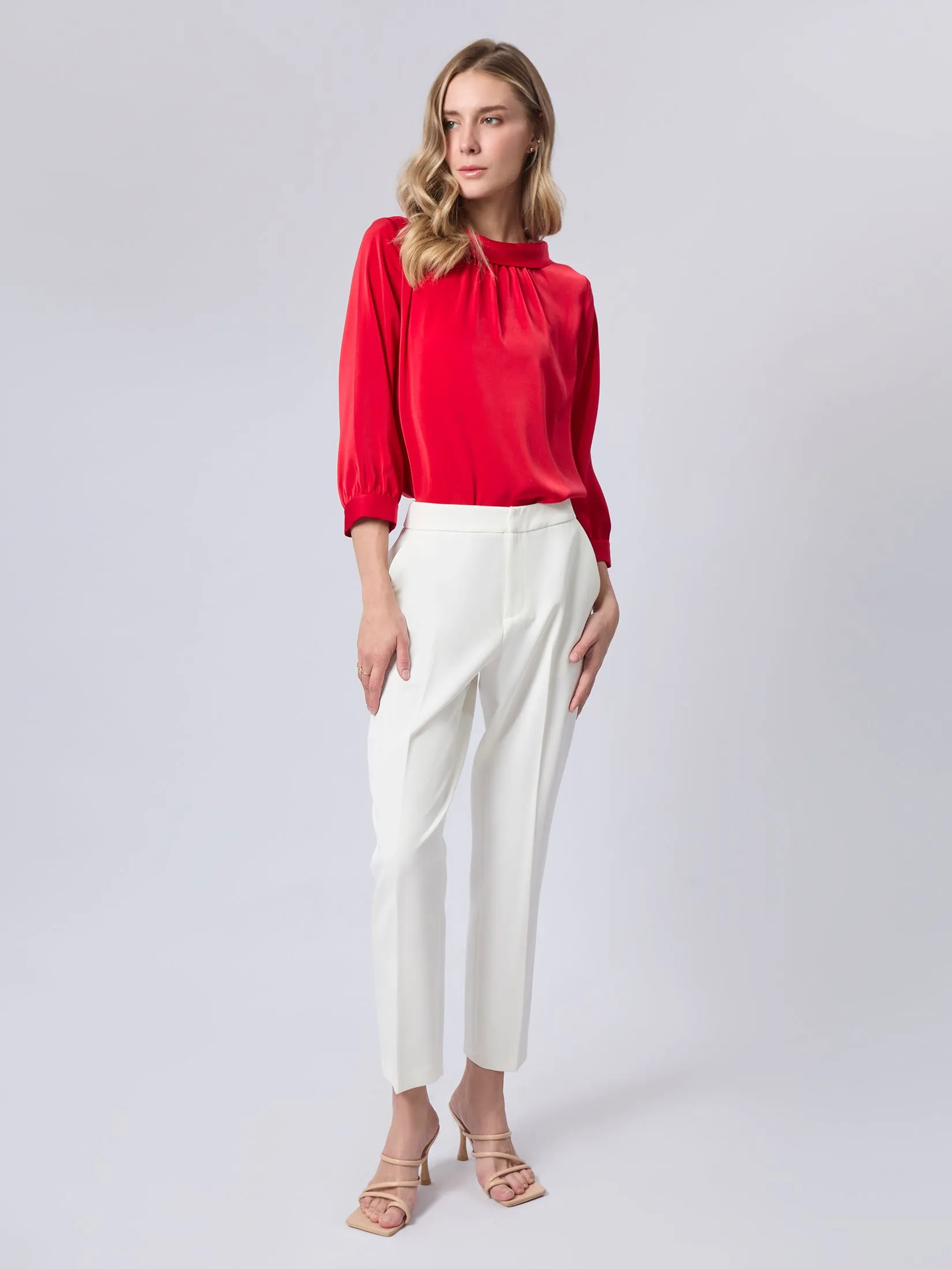 ESPADA Three Quarter Sleeve Blouse Women Red ESPADA Three Quarter Sleeve Blouse Women Red