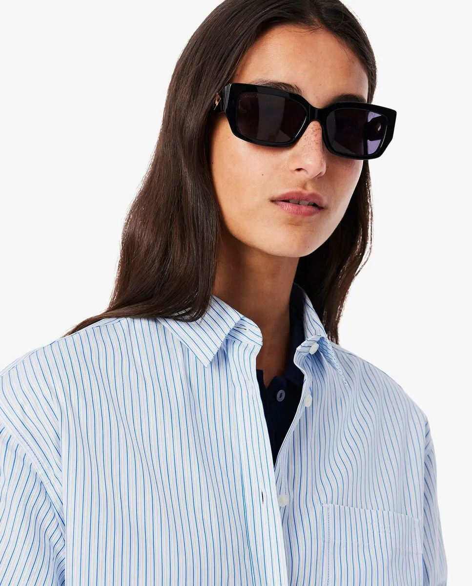LACOSTE Oversized Cotton Poplin Shirt Blue LACOSTE Oversized Cotton Poplin Shirt Blue