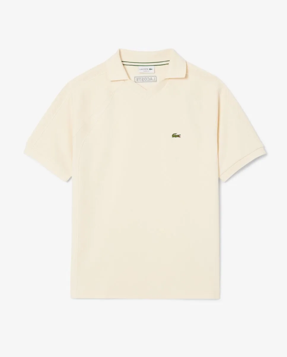 LACOSTE Classic Fit Piqu  Panel Polo Shirt White LACOSTE Classic Fit Piqu  Panel Polo Shirt White