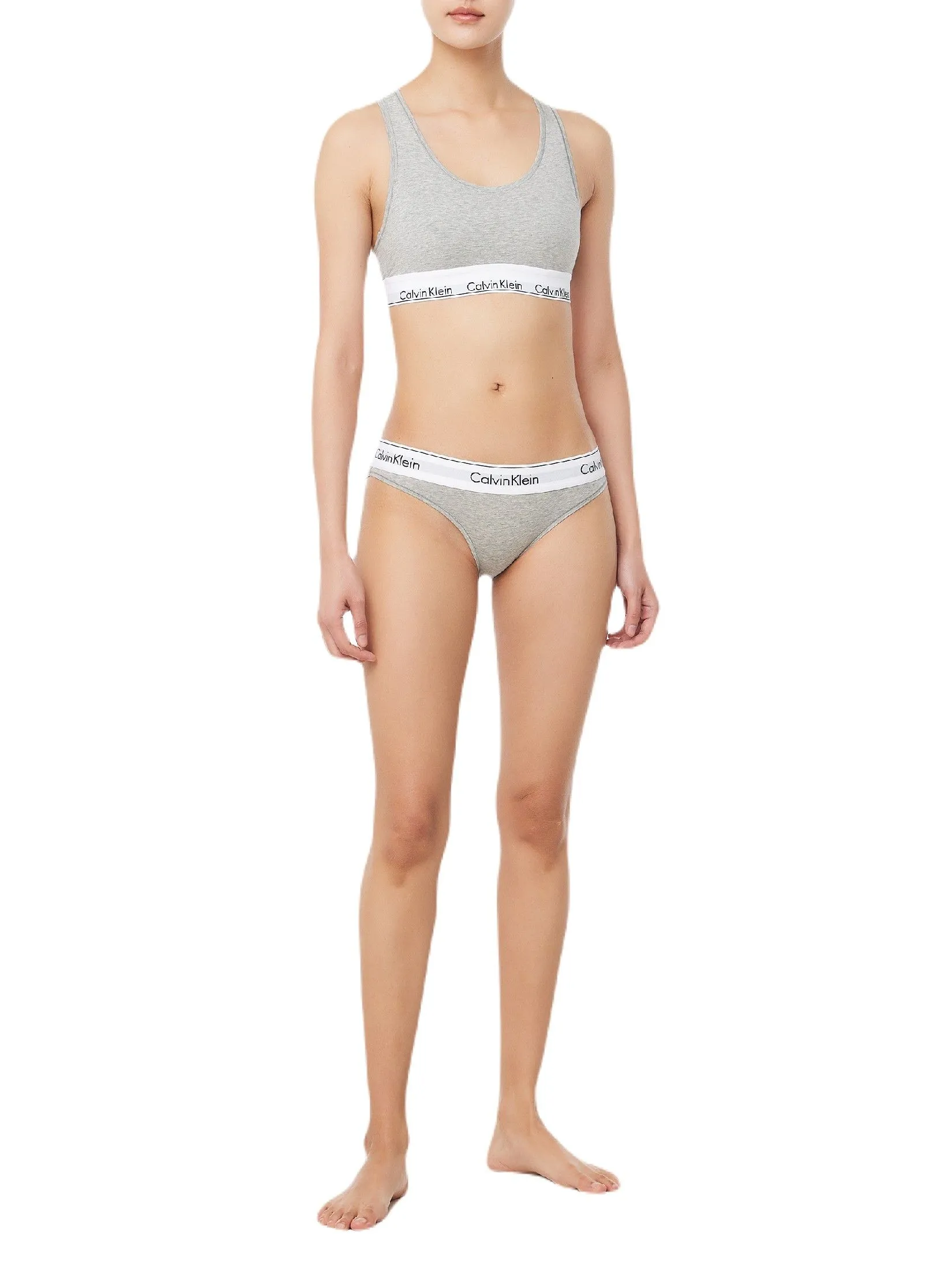 CALVIN KLEIN Women's Modern Cotton Racerback Bralette Grey CALVIN KLEIN Women's Modern Cotton Racerback Bralette Grey