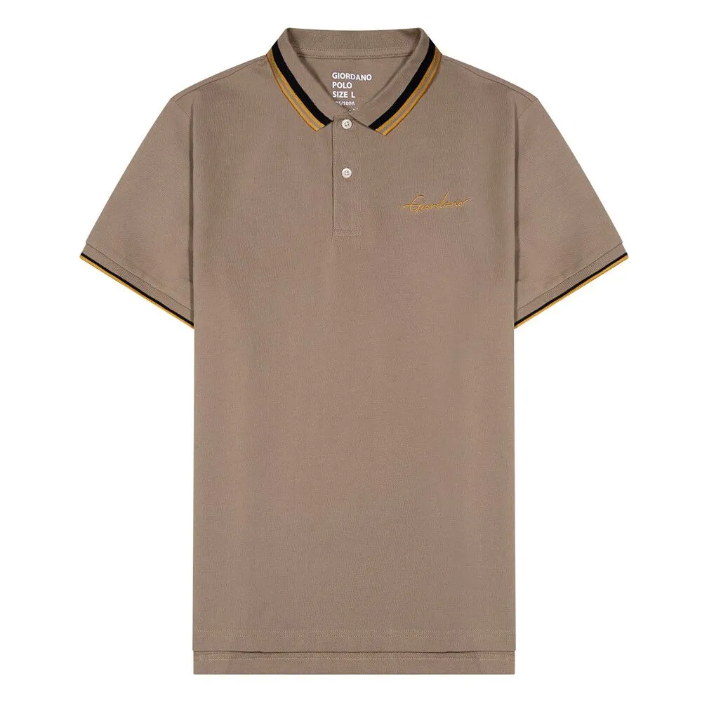 GIORDANO Khaki Men's Solid Polo GIORDANO Khaki Men's Solid Polo