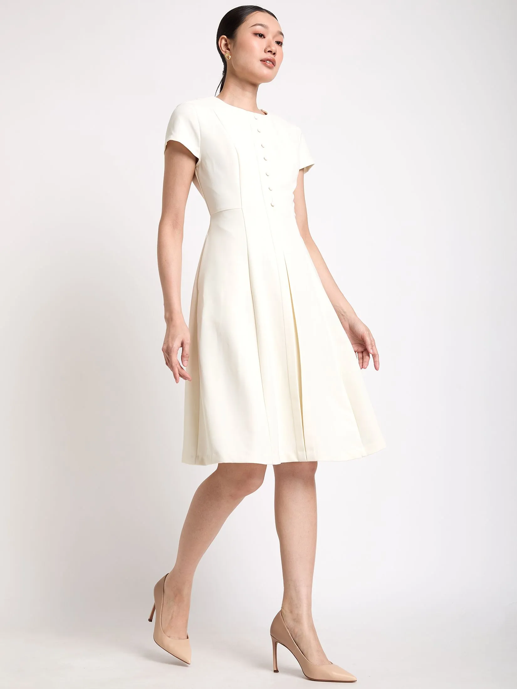 EXPRESSIONS Women Dress With Cap Sleeves And Front Pleat Detail EXPRESSIONS Women Dress With Cap Sleeves And Front Pleat Detail