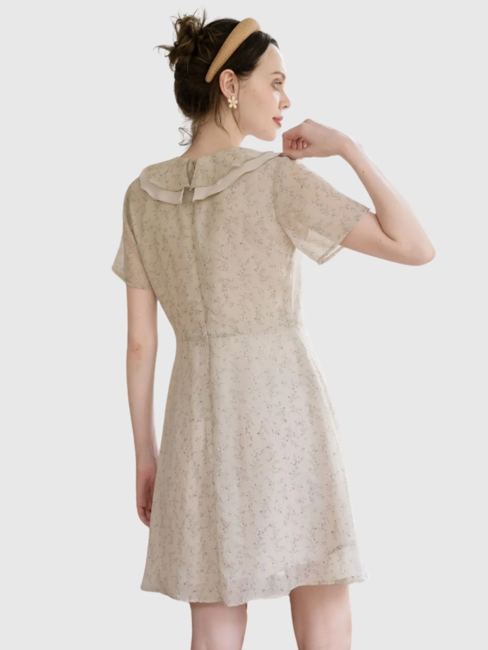 AMILA Women Dress Short Sleeves Chiffon Angora Light Grey AMILA Women Dress Short Sleeves Chiffon Angora Light Grey