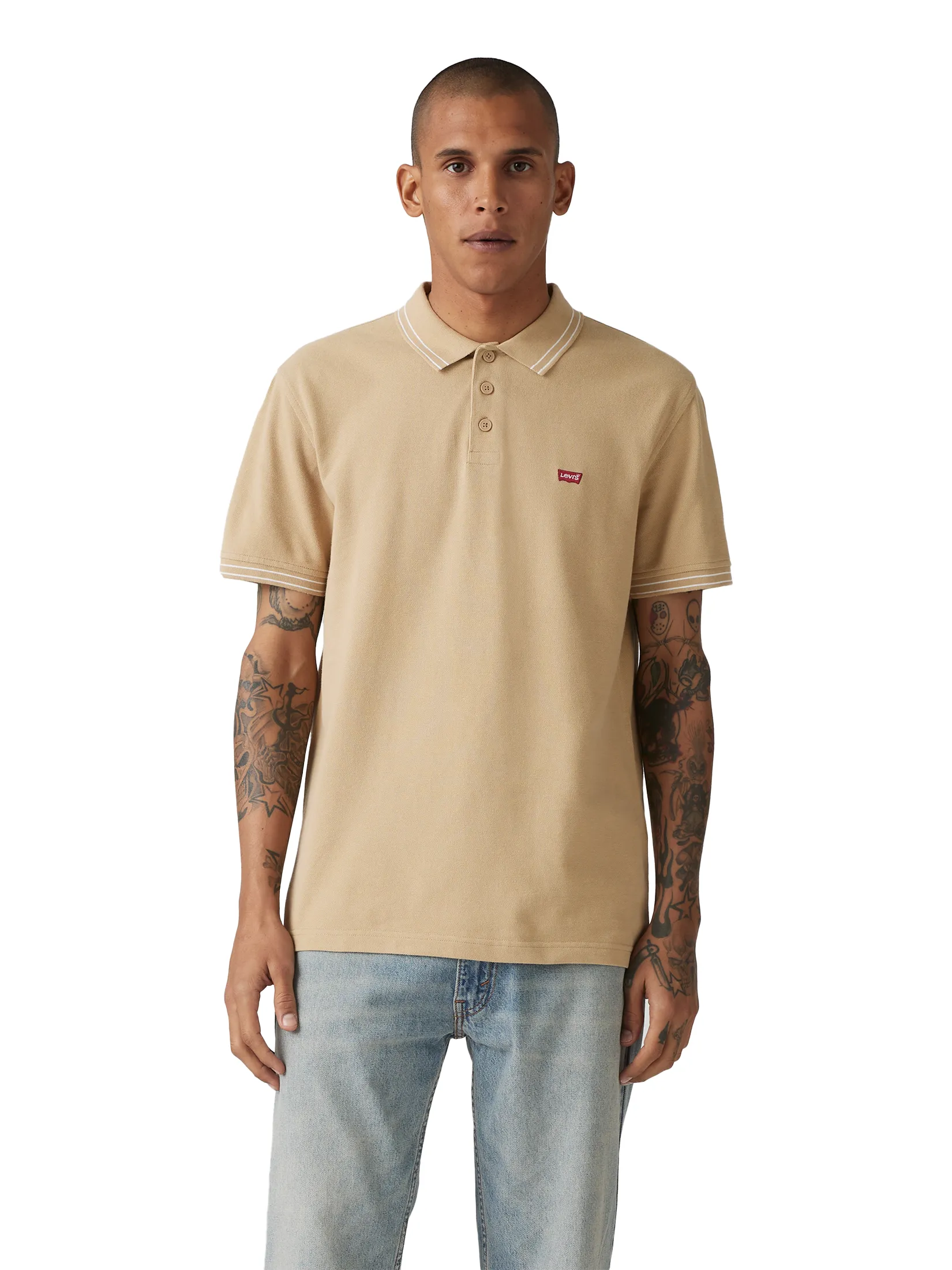 LEVI'S Men's Housemark Polo Shirt Tan LEVI'S Men's Housemark Polo Shirt Tan