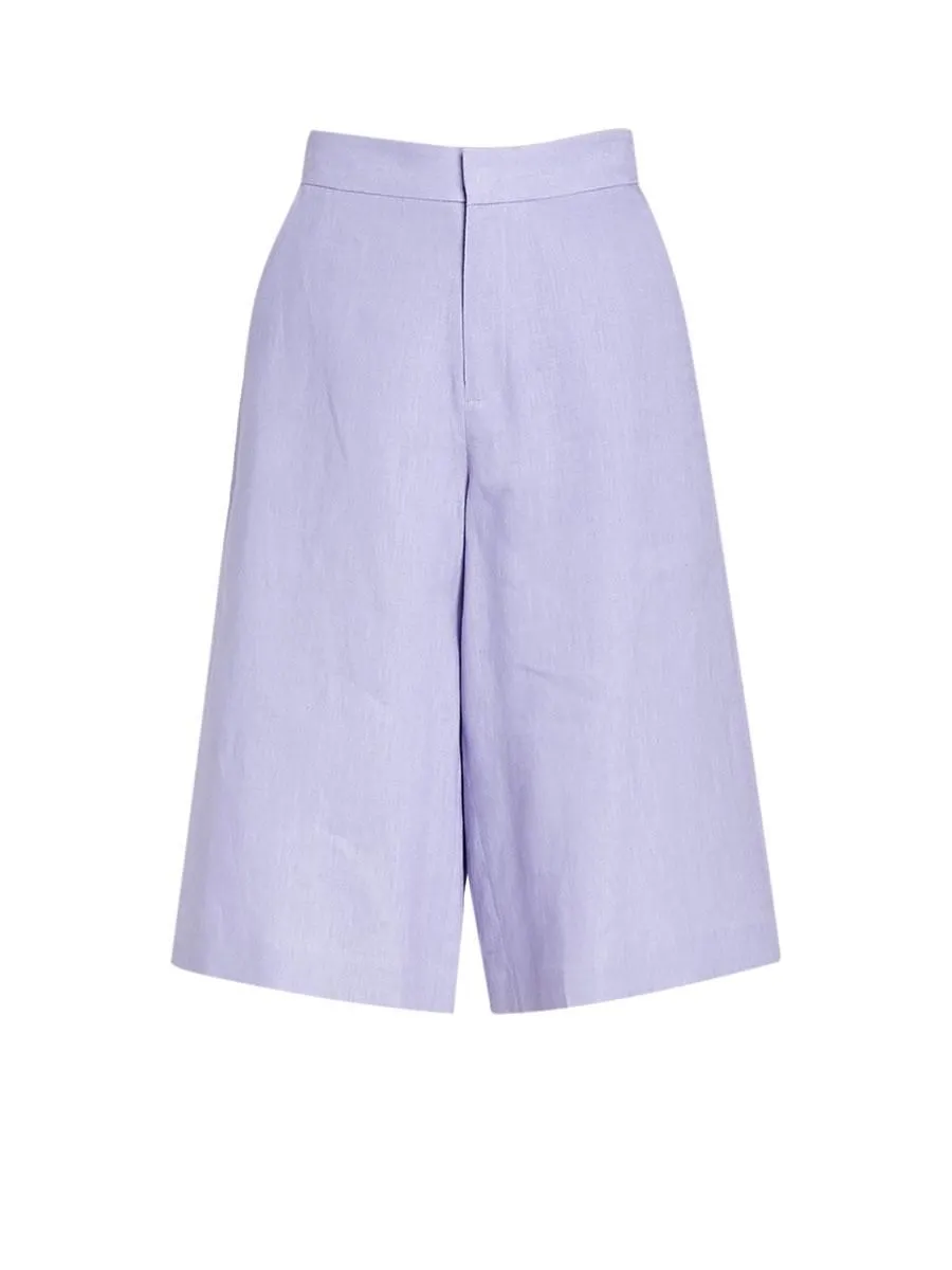 MONARCH Purple Linen Culottes Pants No.M97P195076 MONARCH Purple Linen Culottes Pants No.M97P195076