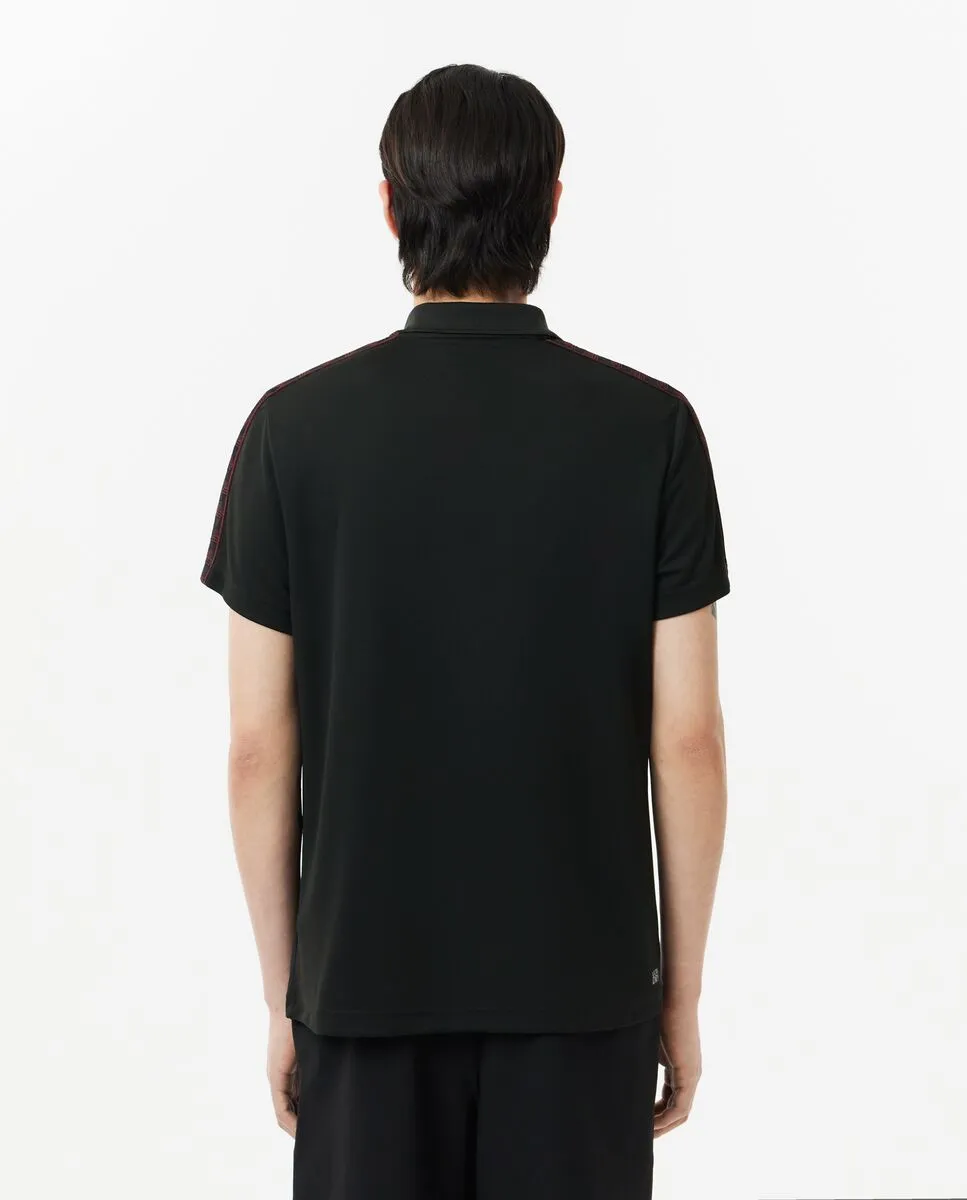 LACOSTE Regular Fit Ultra Dry Piqu  Tennis Polo Shirt Black LACOSTE Regular Fit Ultra Dry Piqu  Tennis Polo Shirt Black