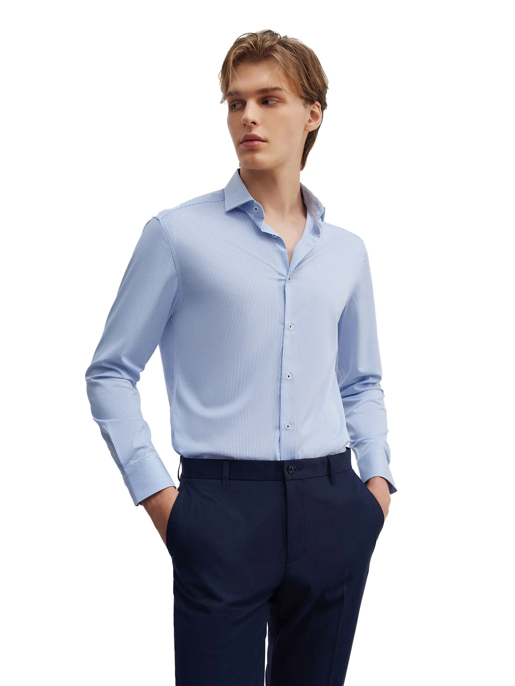 G2000 Men Clothing Non -Iron Stripe Shirt  Smart Fit - Blue G2000 Men Clothing Non -Iron Stripe Shirt  Smart Fit - Blue