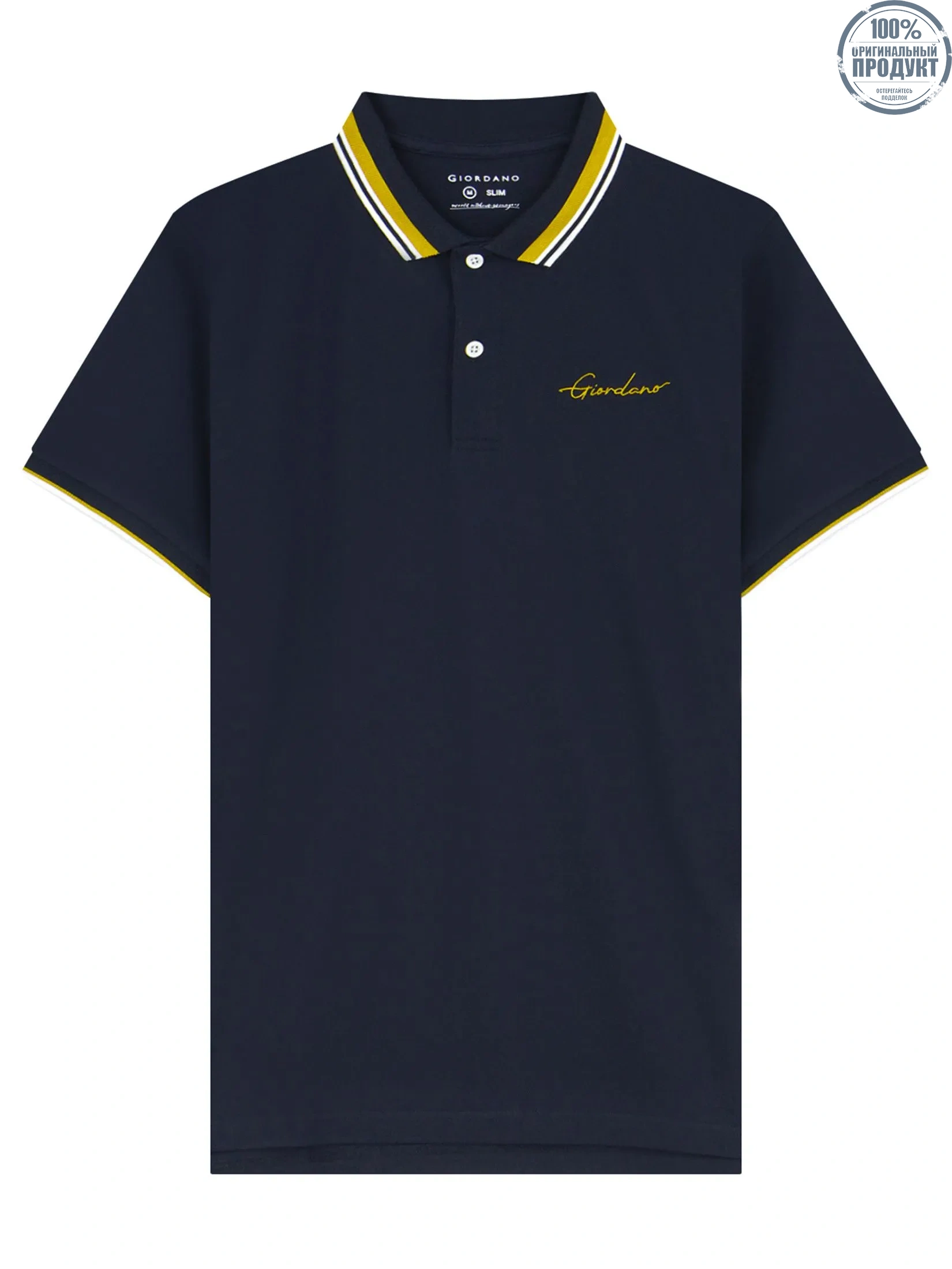 GIORDANO Men's Slim Embroidery Bold Polo (Signature) Navy GIORDANO Men's Slim Embroidery Bold Polo (Signature) Navy