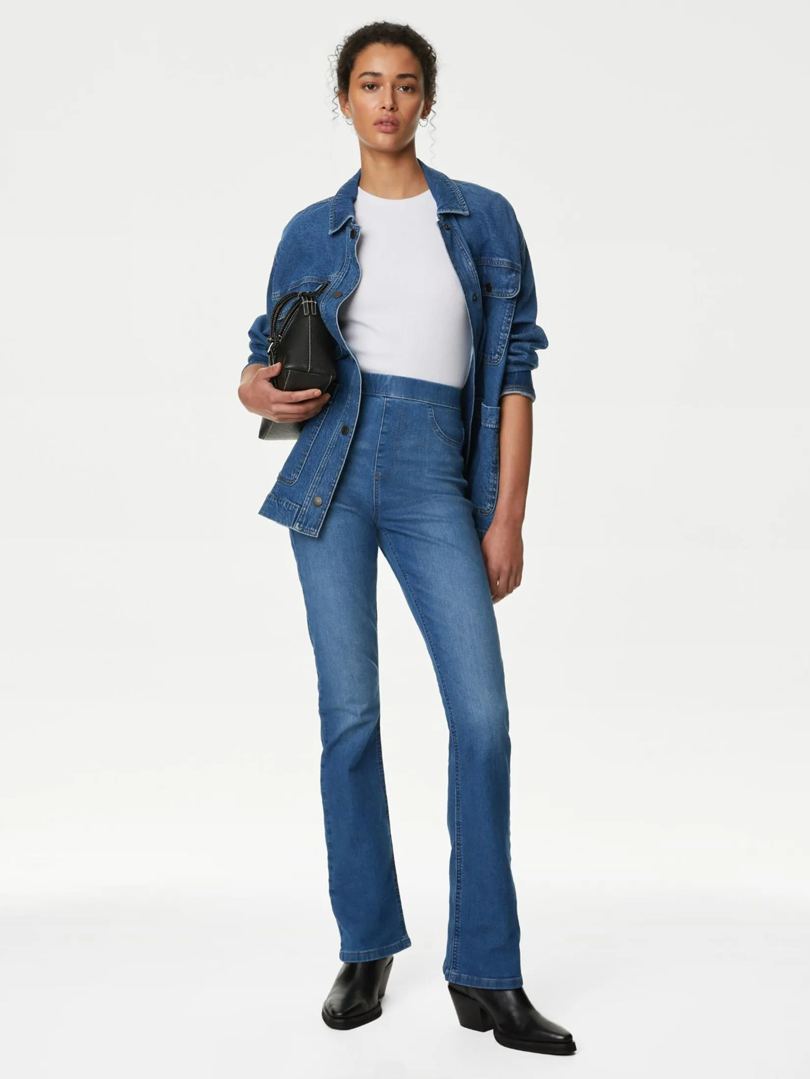 MARKS & SPENCER Women Jeans Flared Jeggings Med Blue Denim MARKS & SPENCER Women Jeans Flared Jeggings Med Blue Denim