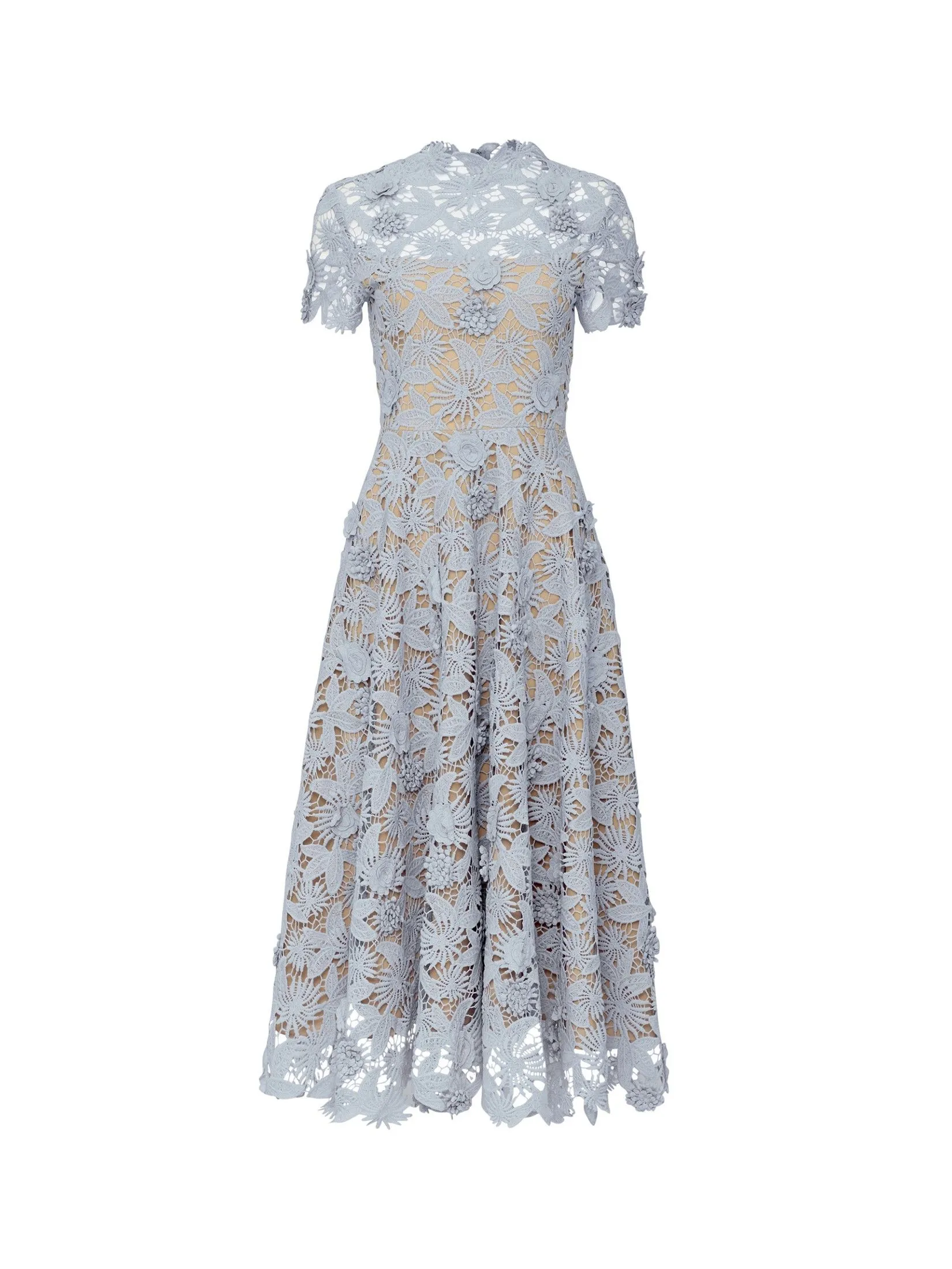 ASAVA ( AW24 ) Octavia Floral-lace Fit-and-flare Women Dress White Blue ASAVA ( AW24 ) Octavia Floral-lace Fit-and-flare Women Dress White Blue