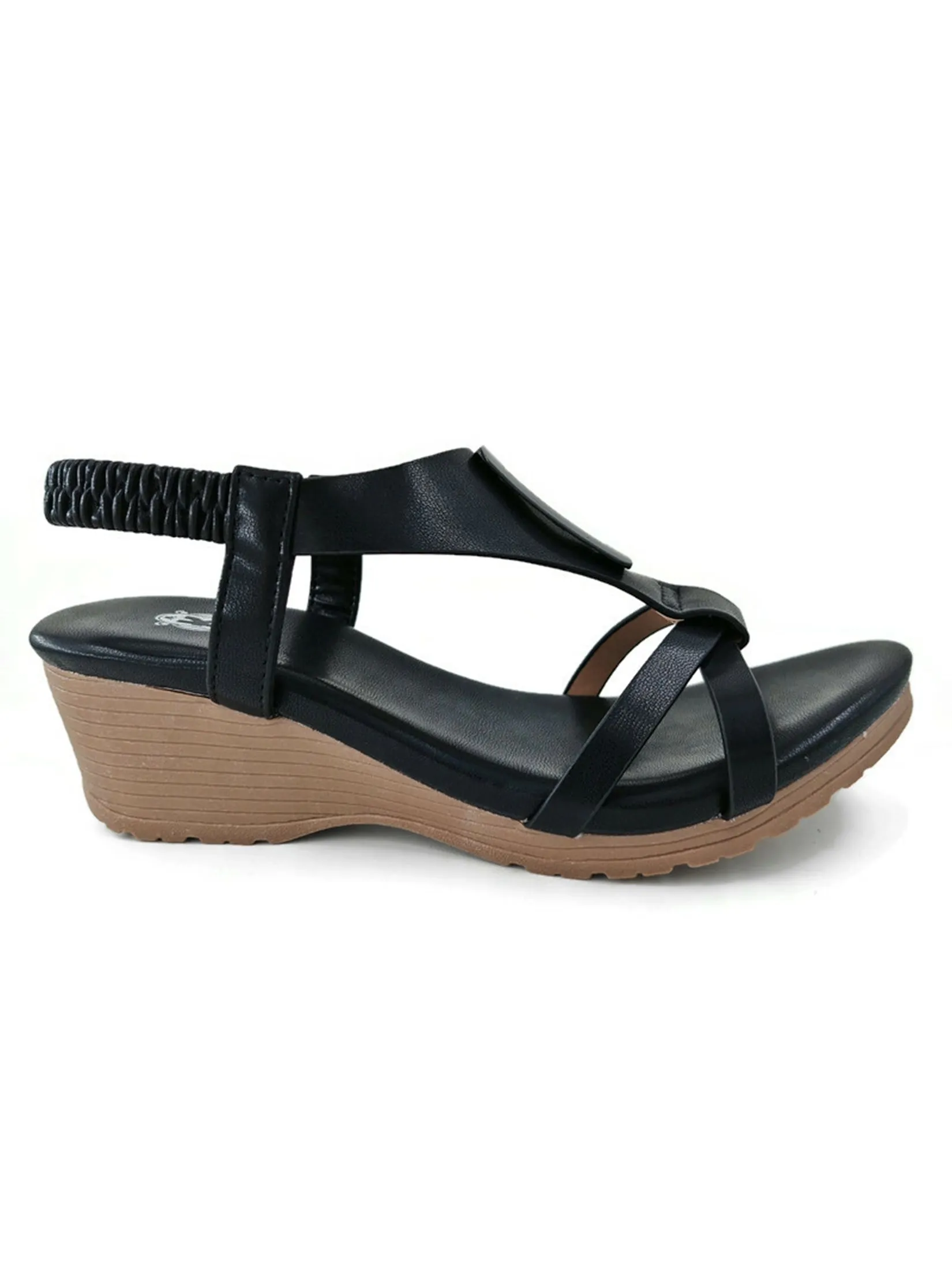 KLIN Woman Wedge Sling-Back Sandals Style Black KLIN Woman Wedge Sling-Back Sandals Style Black