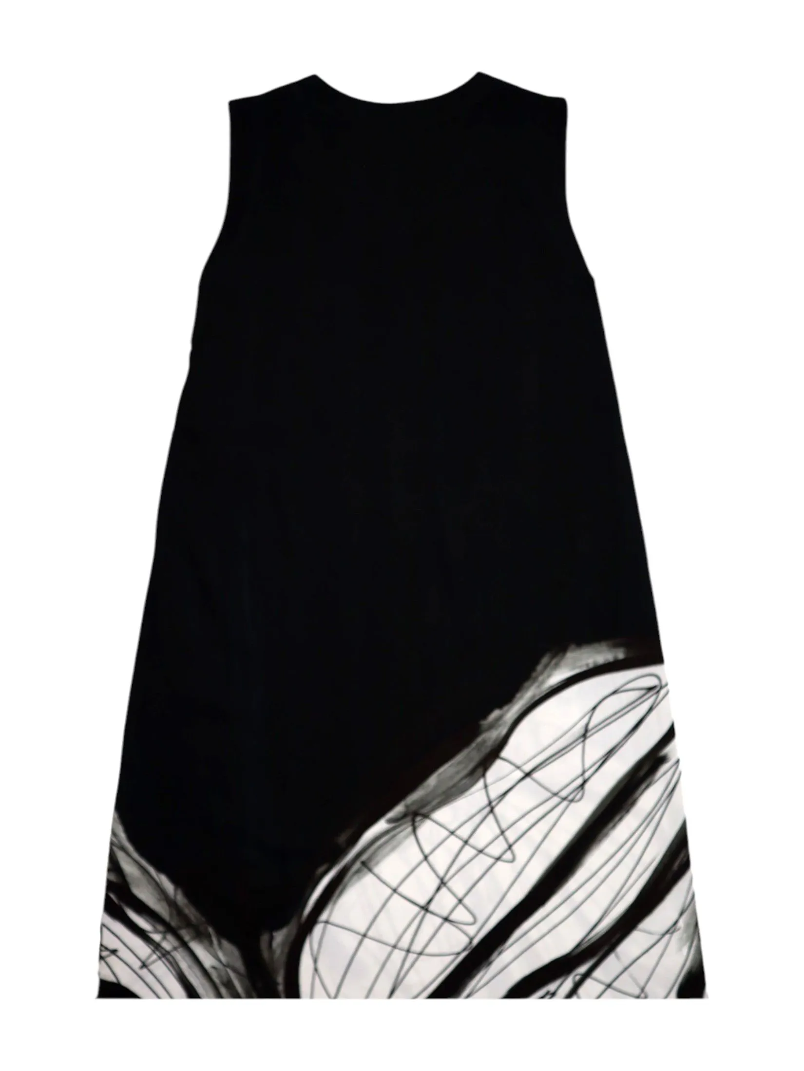 YODYOKO Woman Sleeveless Dress - Black : Woman stands gracefully with intricate black lines. YODYOKO Woman Sleeveless Dress - Black : Woman stands gracefully with intricate black lines.