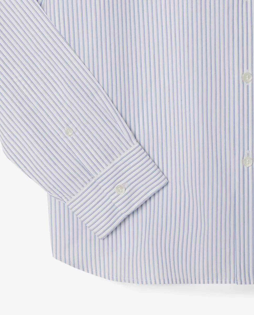 LACOSTE Regular Fit Striped Poplin Shirt White LACOSTE Regular Fit Striped Poplin Shirt White
