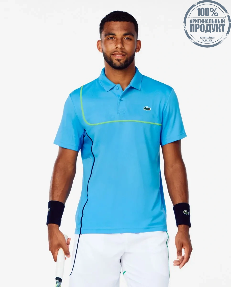 LACOSTE Regular Fit Ultra Dry Piqu  Tennis Polo Shirt Blue LACOSTE Regular Fit Ultra Dry Piqu  Tennis Polo Shirt Blue