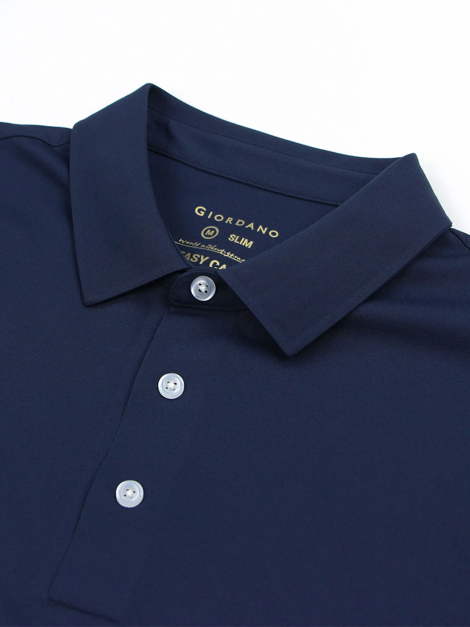 GIORDANO Men's Slim Easy Care Interlock Polo Navy GIORDANO Men's Slim Easy Care Interlock Polo Navy