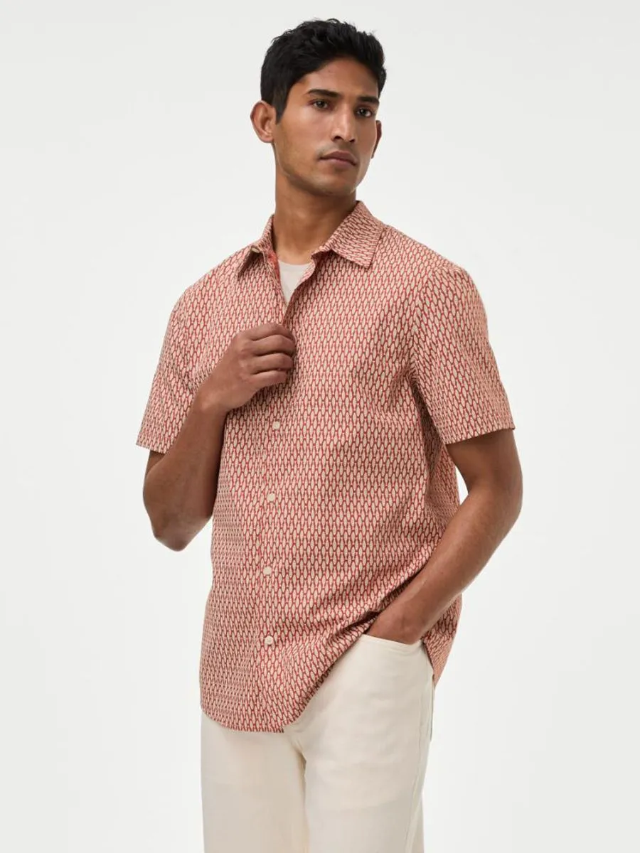 MARKS & SPENCER Men Shirt Easy Iron Pure Cotton Geometric Printed MARKS & SPENCER Men Shirt Easy Iron Pure Cotton Geometric Printed