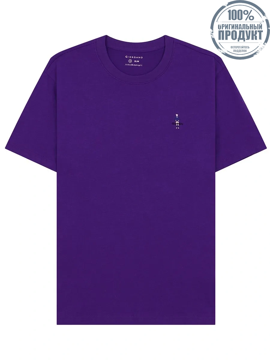 GIORDANO Men's Slim Fit Embroidery Tee (Classic Man) Plum purple GIORDANO Men's Slim Fit Embroidery Tee (Classic Man) Plum purple