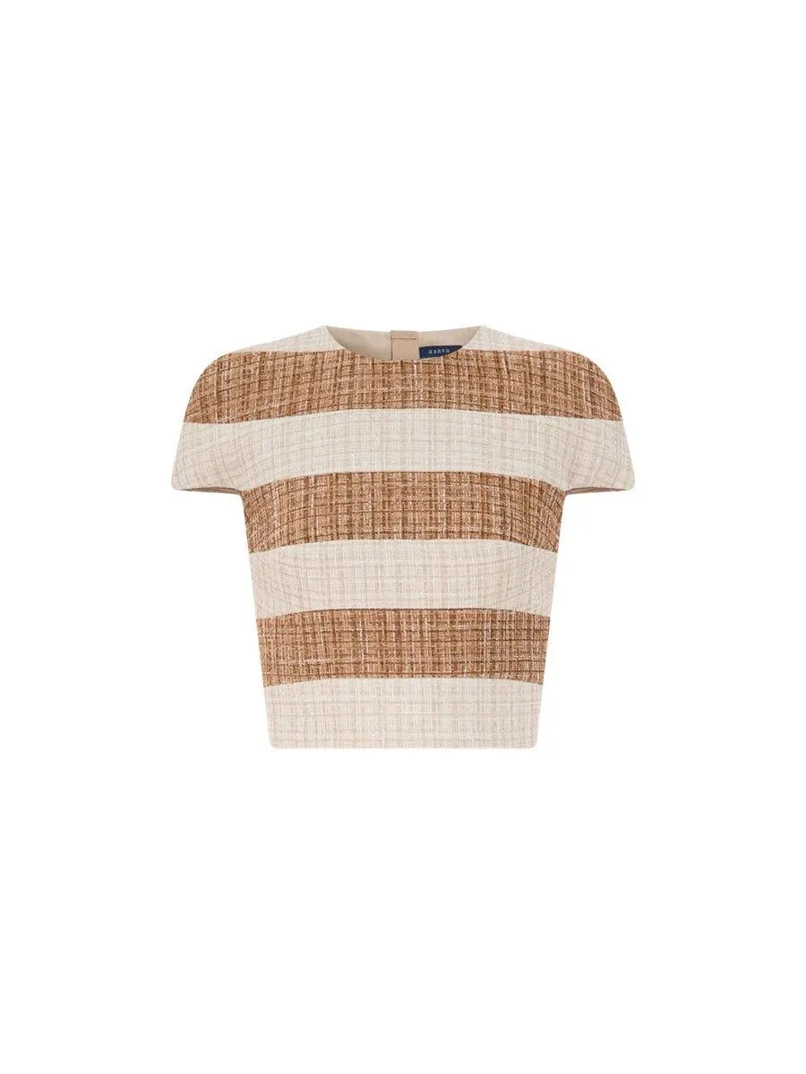 ASAVA (AW23) Seraphina Women Tweed Blouse Brown ASAVA (AW23) Seraphina Women Tweed Blouse Brown