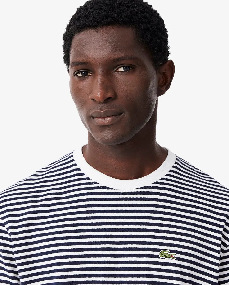 LACOSTE Striped Heavy Cotton T-shirt White LACOSTE Striped Heavy Cotton T-shirt White